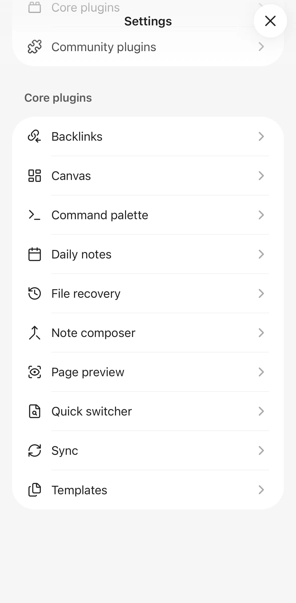 Obsidian Screen screen in the Adding a template flow