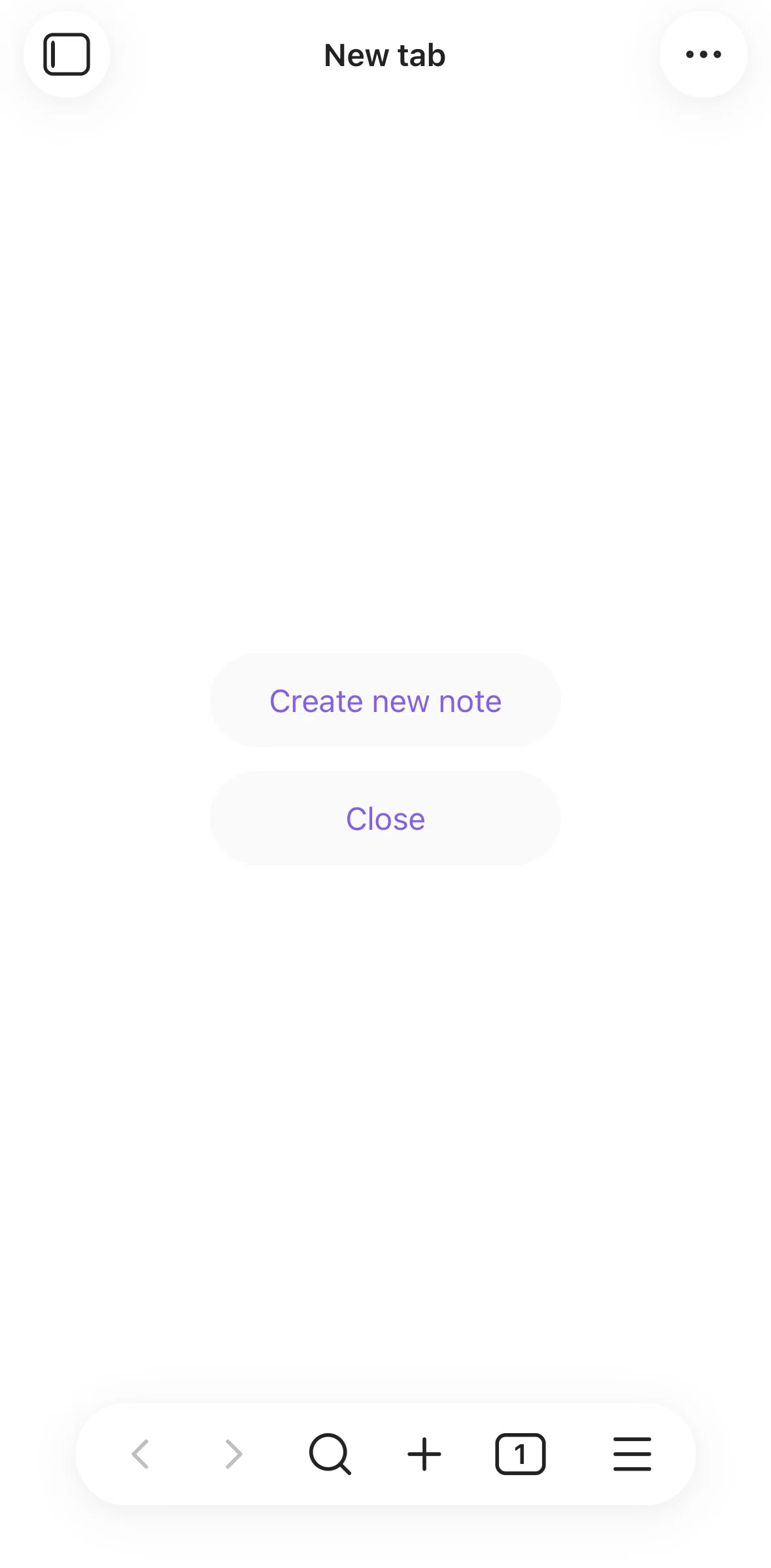 Obsidian Screen screen in the Creating a new note flow