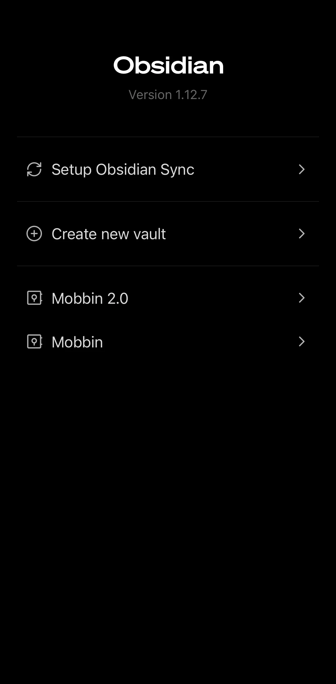 Obsidian Screen screen in the Deleting a vault flow
