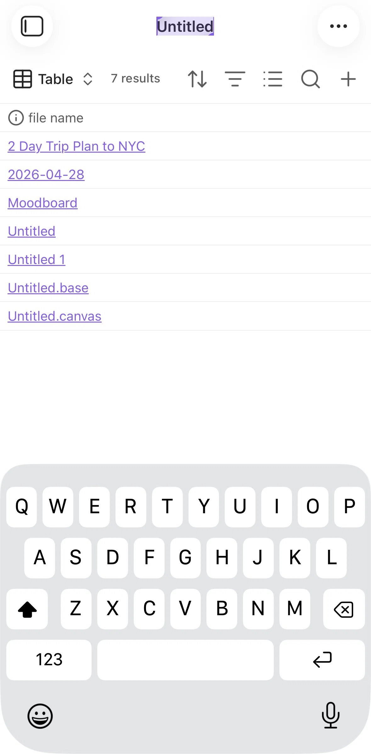 Obsidian Screen screen in the Filtering files flow