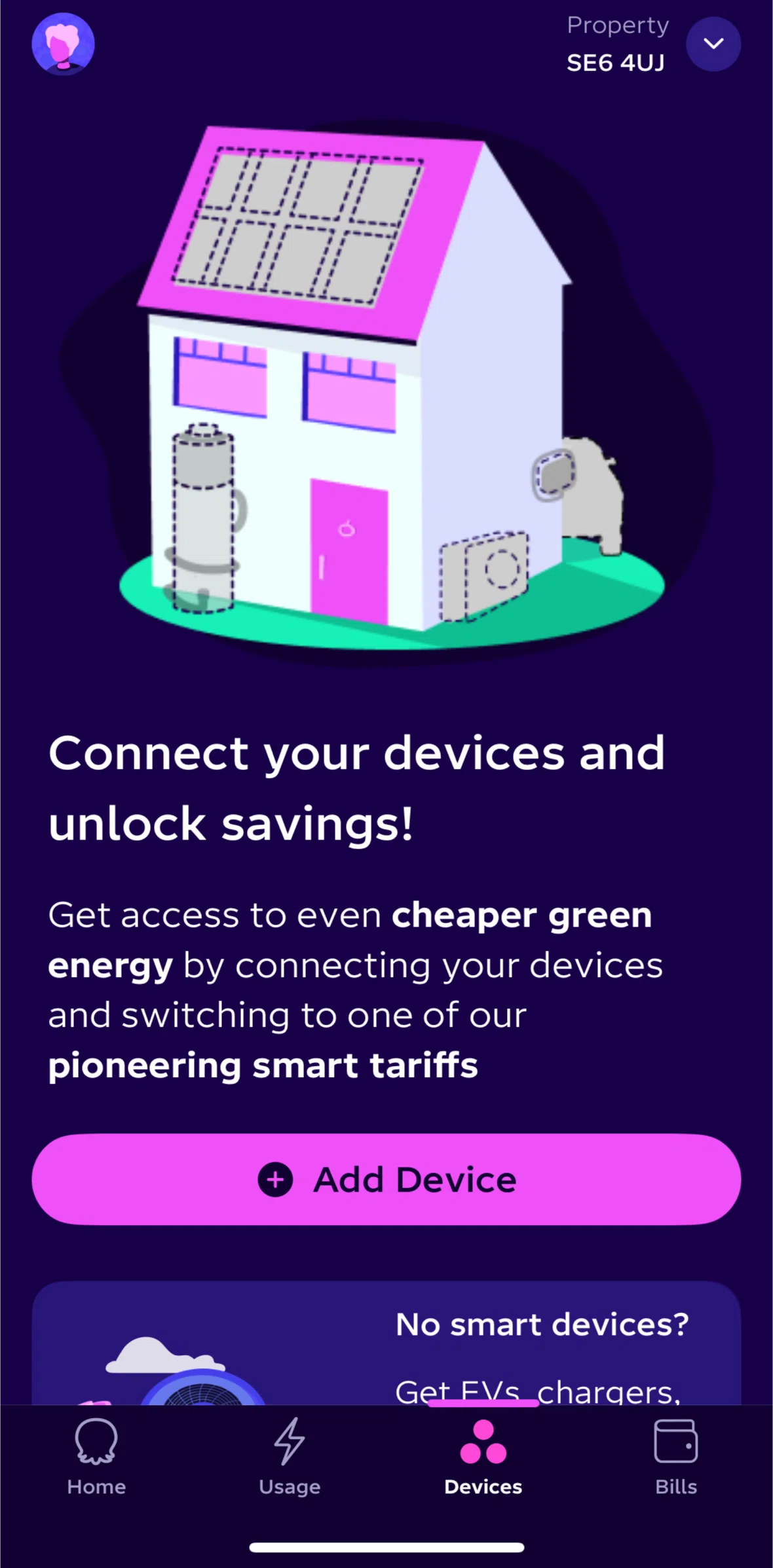 Octopus Energy Screen screen in the Add a device flow