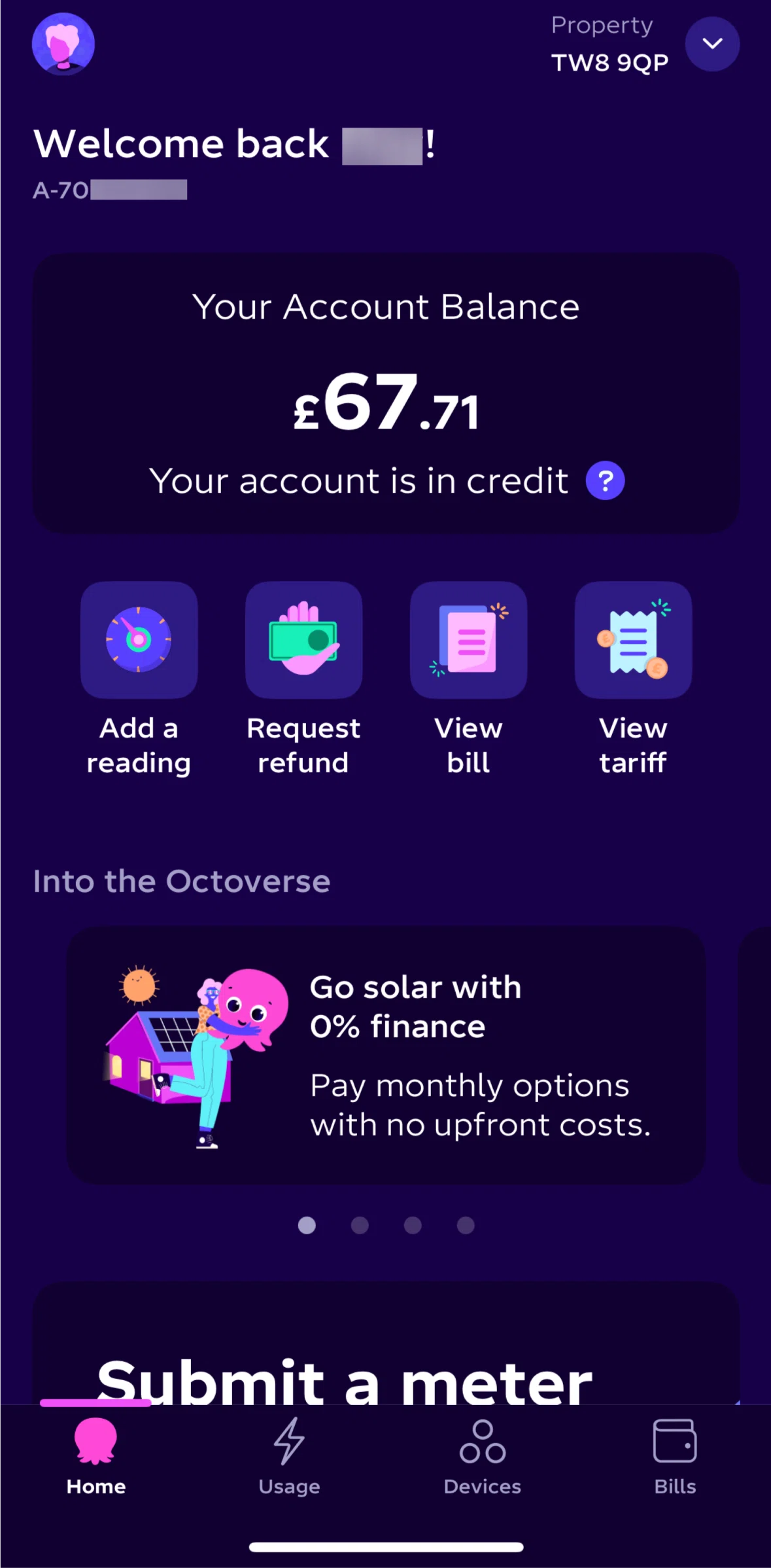 Octopus Energy Screen screen in the Devices flow