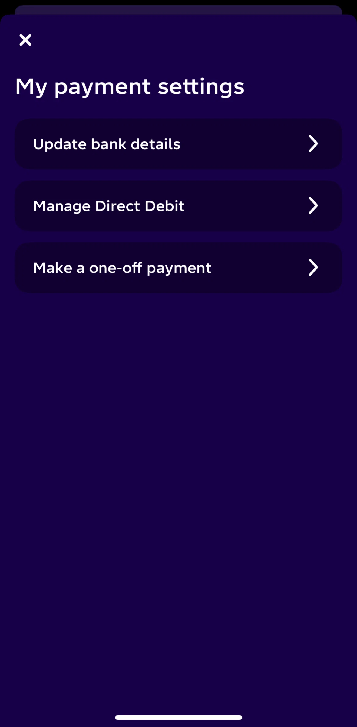 Octopus Energy Screen screen in the Updating Direct Debit flow