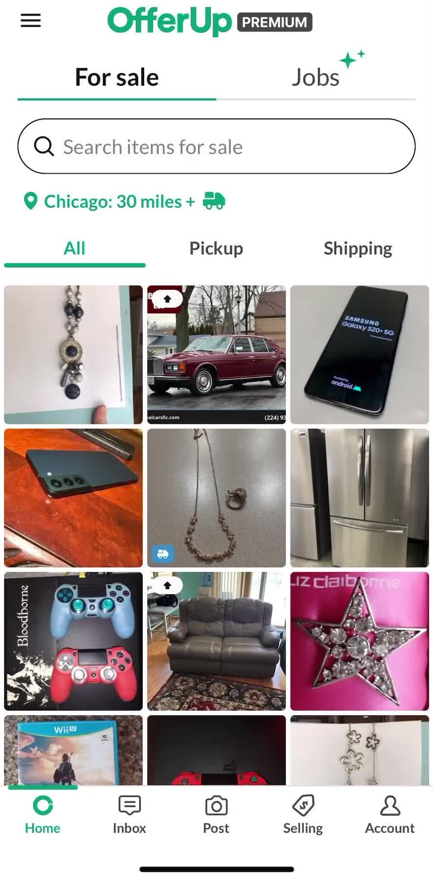 Offer Up Home screen in the Buying Something flow