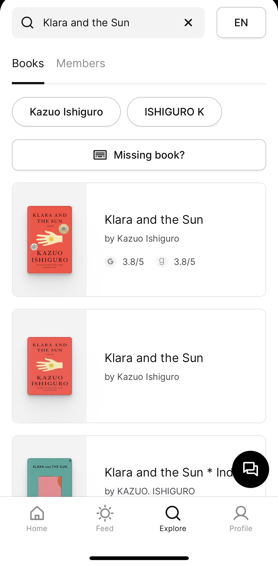 Oku Screen screen in the Adding missing book by IBSN flow