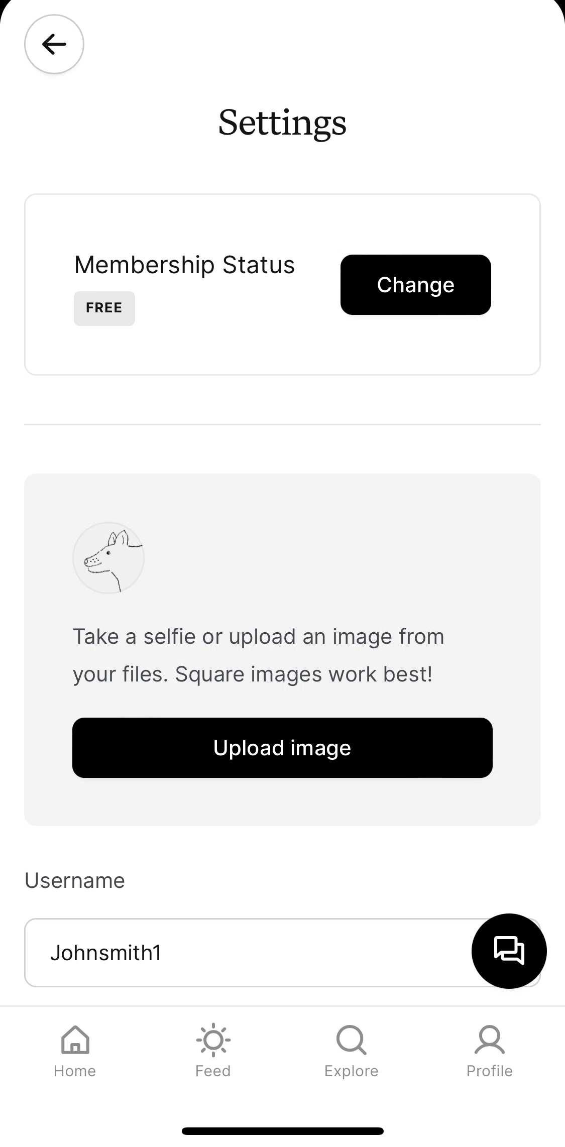 Oku Screen screen in the Changing profile picture flow