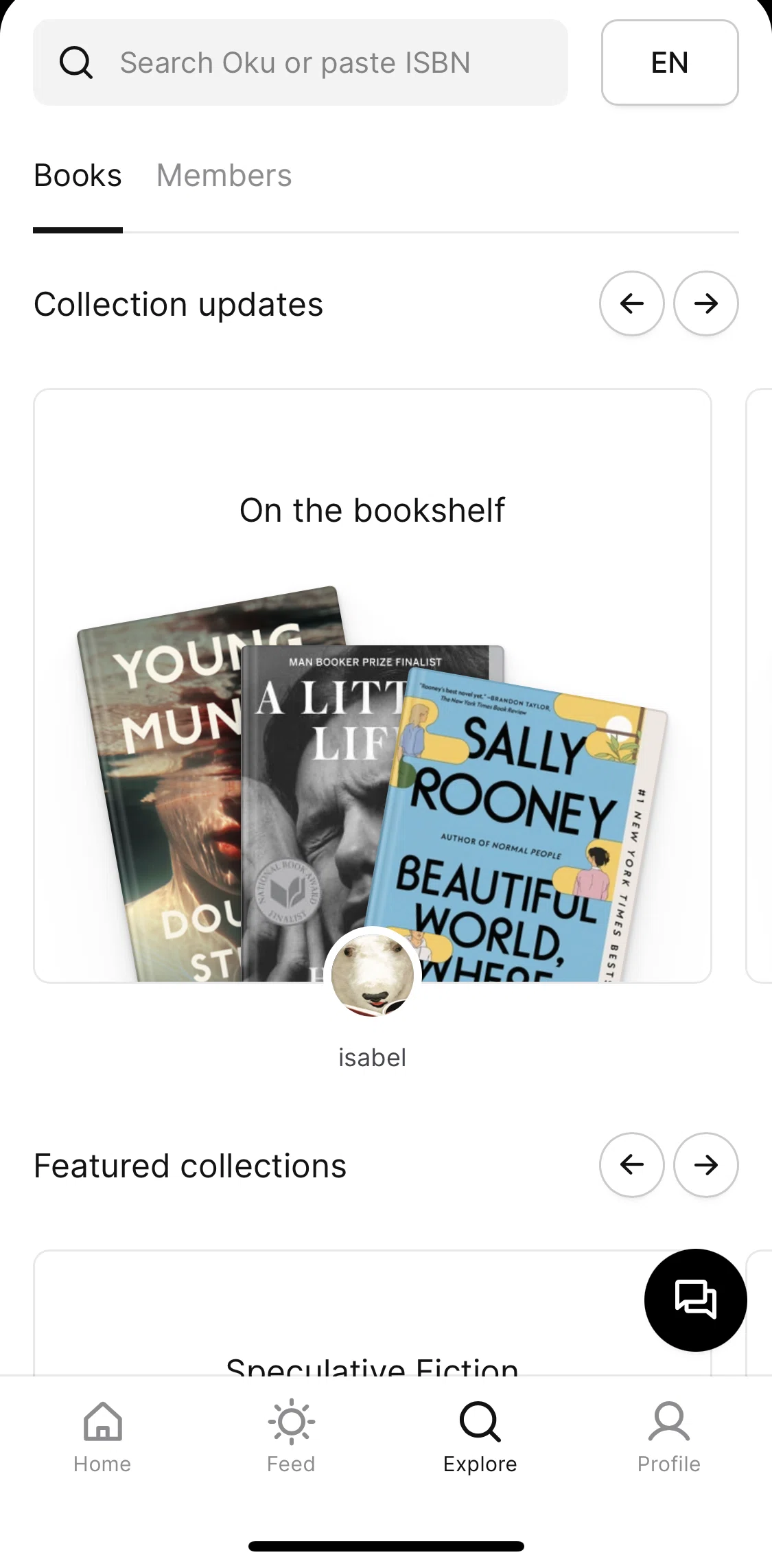 Oku Screen screen in the Collection updates flow