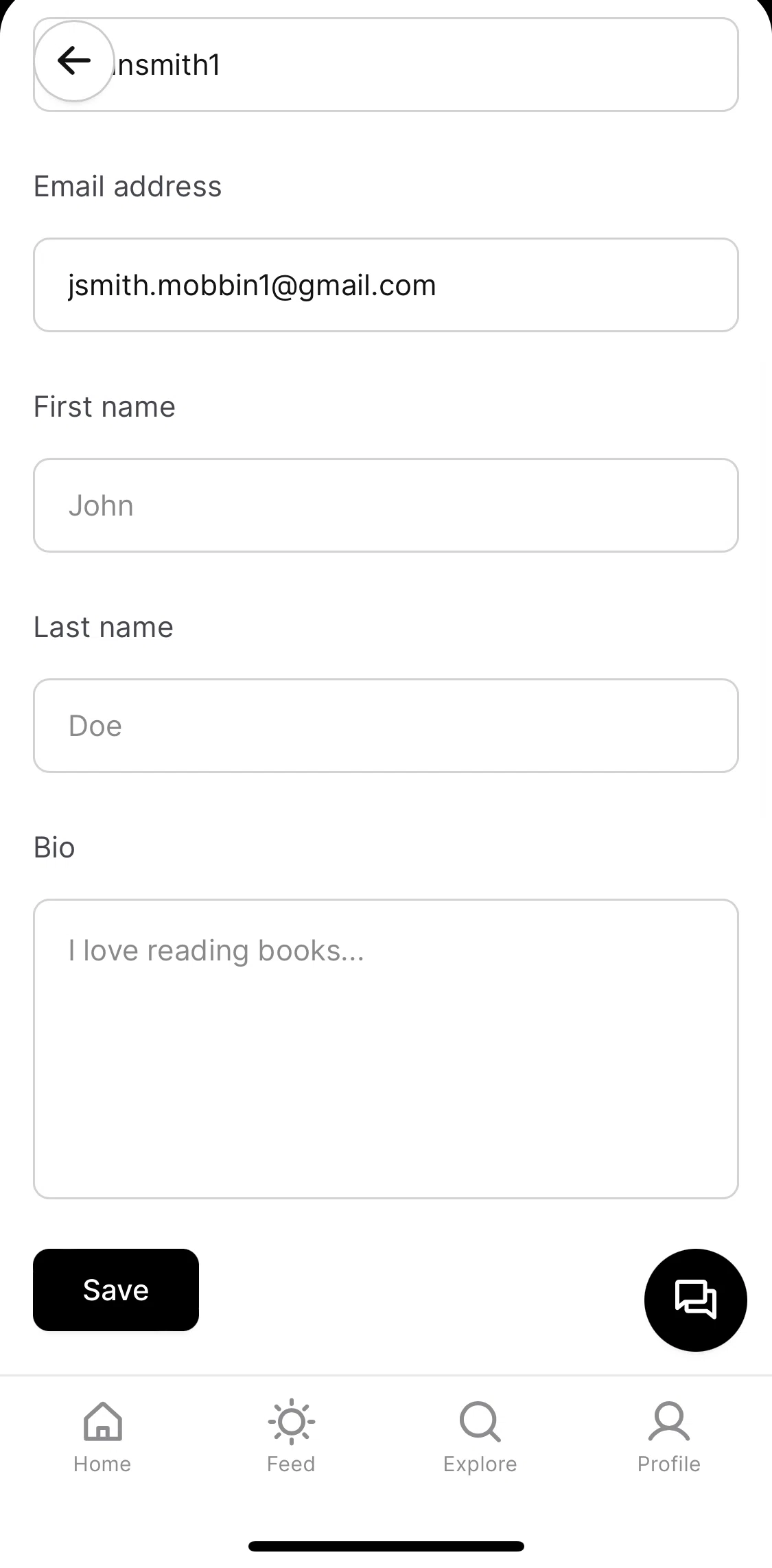 Oku Screen screen in the Editing profile details flow
