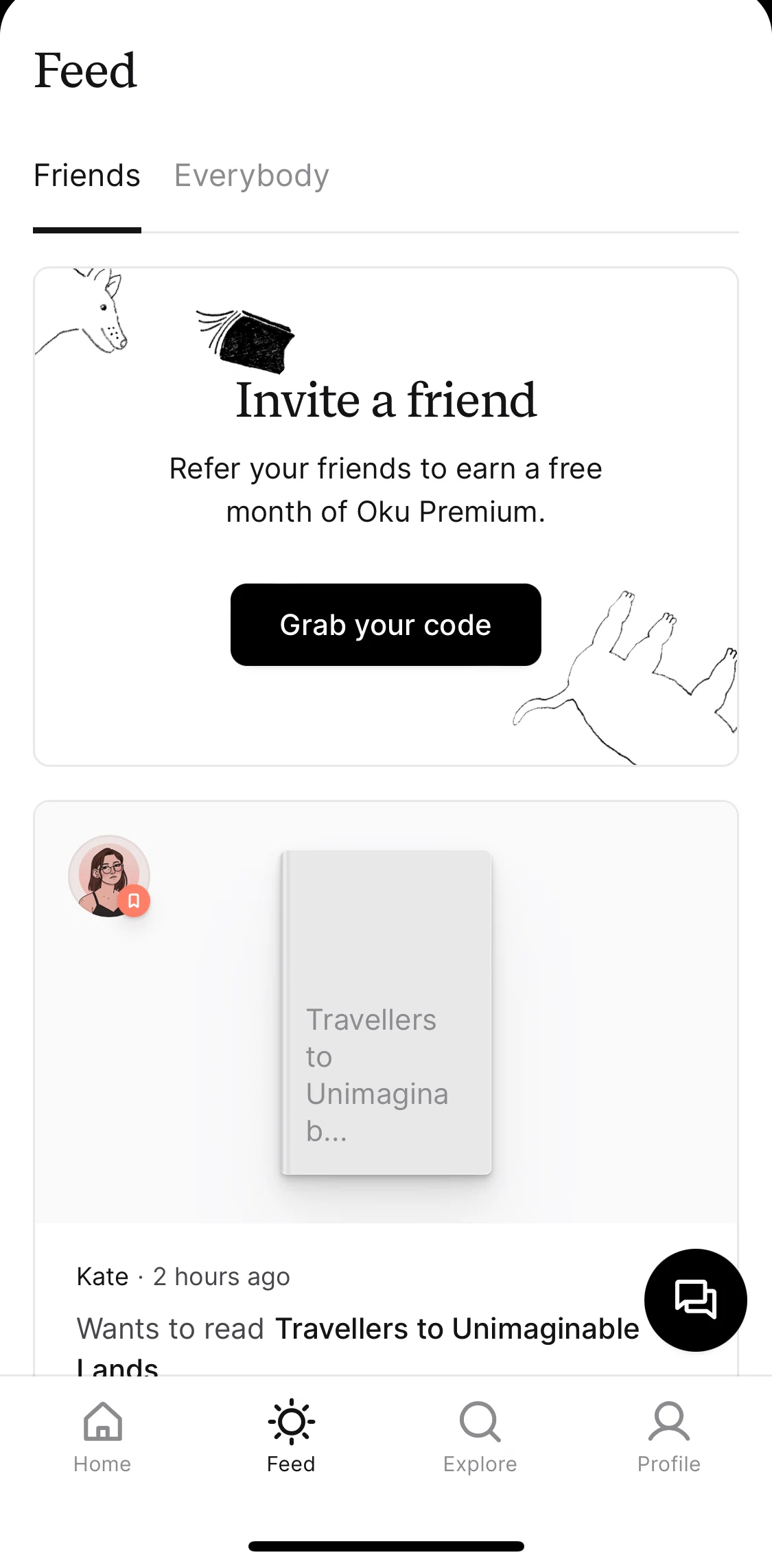 Oku Screen screen in the Inviting a friend flow