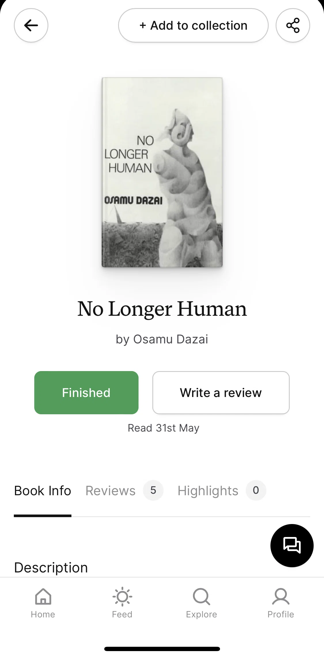 Oku Screen screen in the Rating a book flow