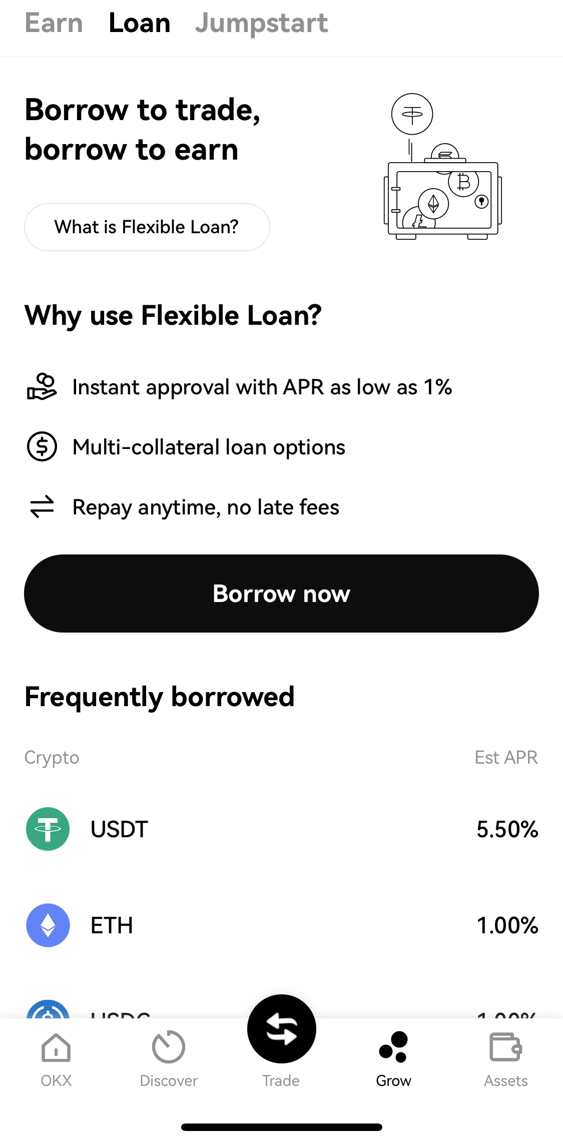 Okx Screen screen in the Apply for a loan flow