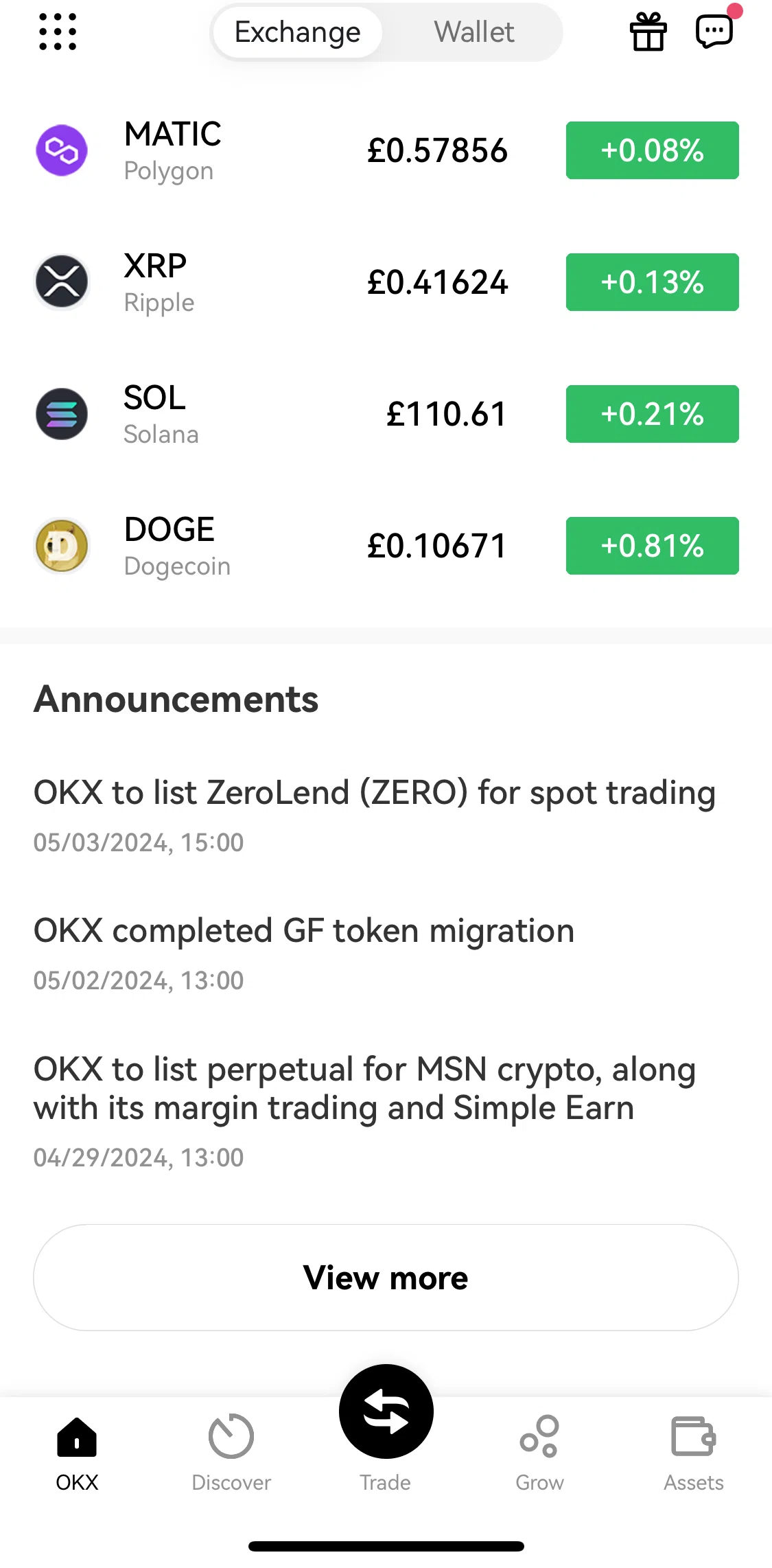 Okx Screen screen in the Article detail flow