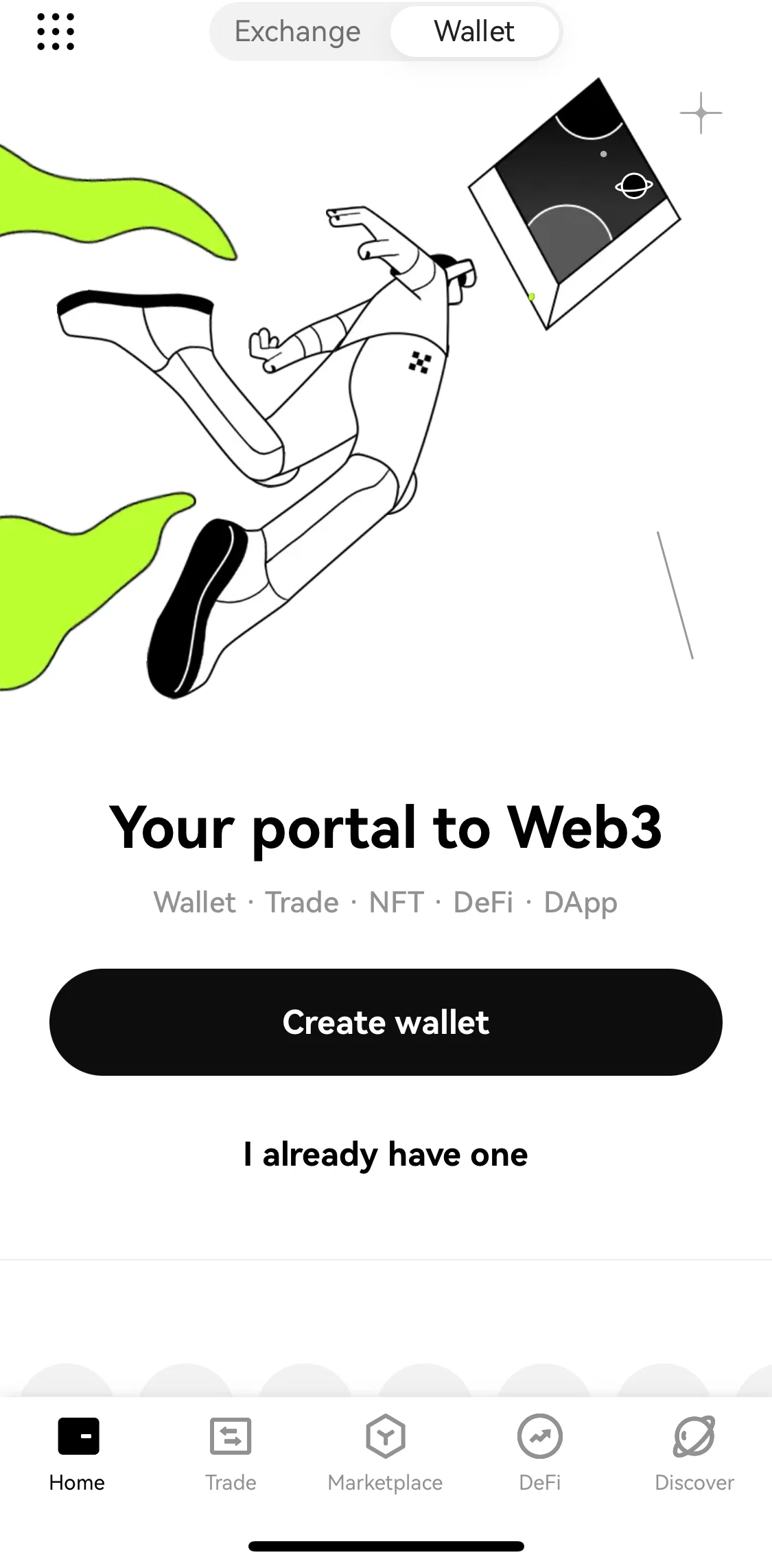 Okx Screen screen in the Creating a keyless wallet flow