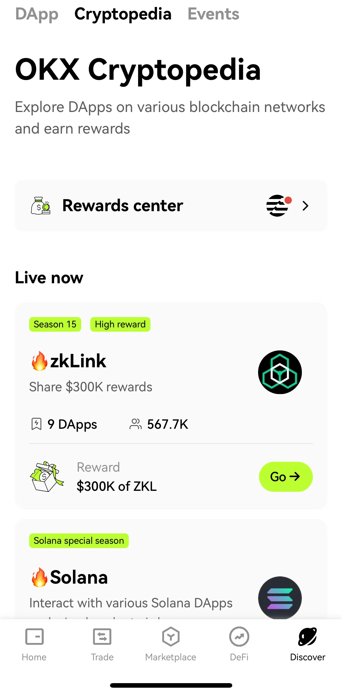 Okx Screen screen in the Cryptopedia flow