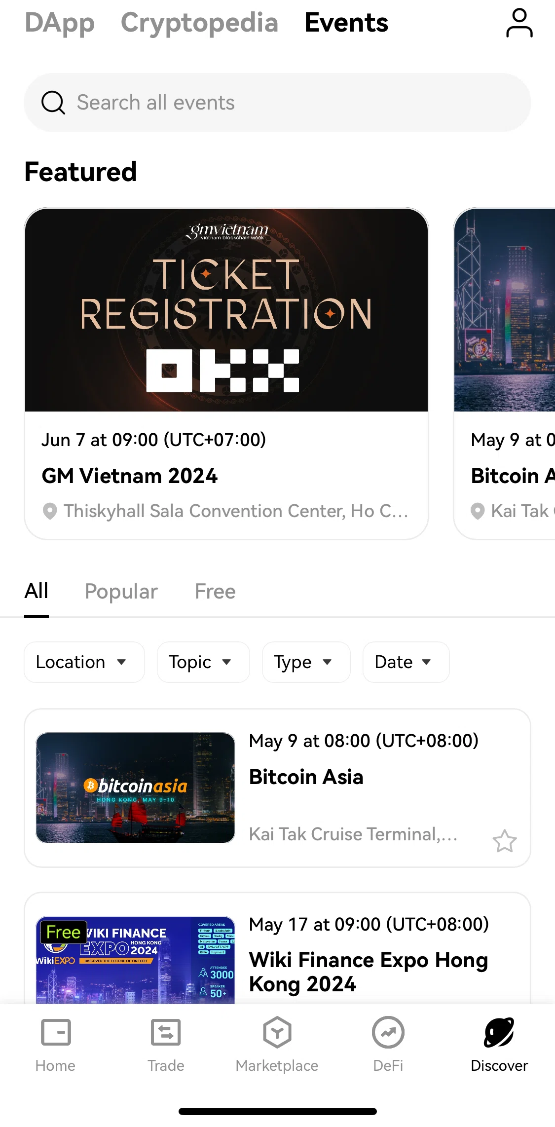 Okx Screen screen in the Event details flow