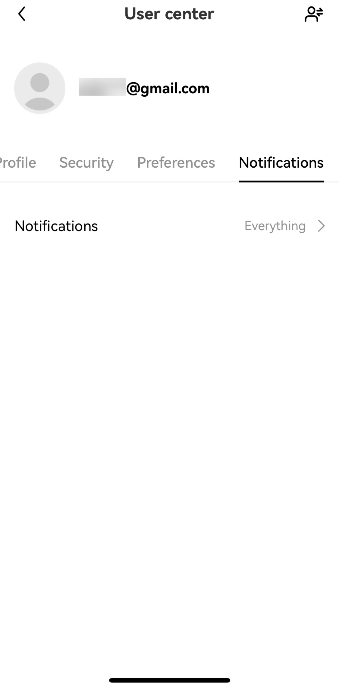 Okx Screen screen in the Notification settings flow