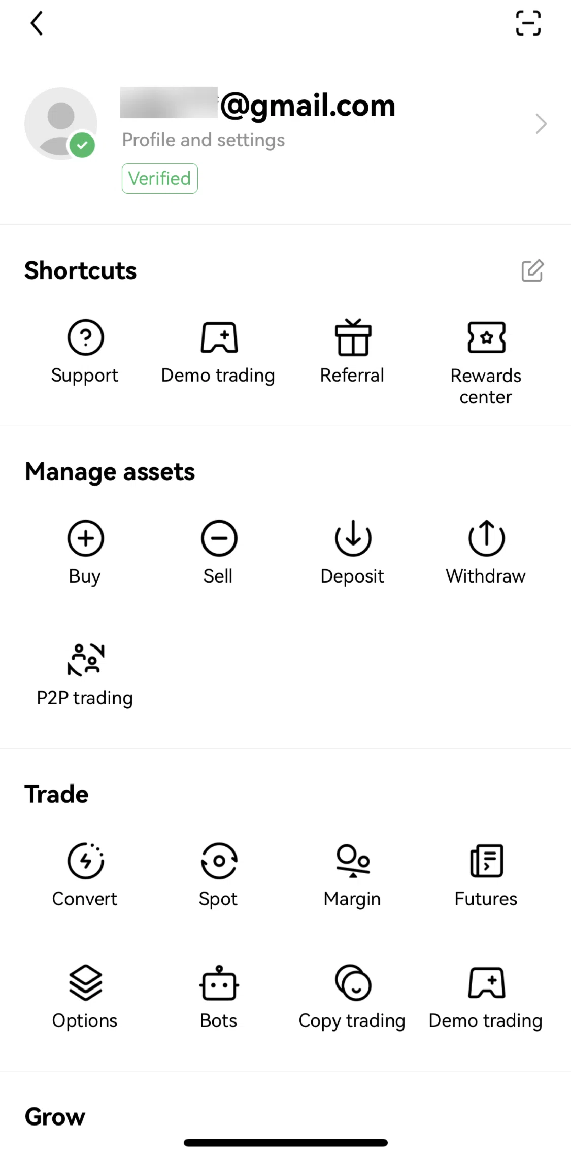 Okx Screen screen in the Settings flow