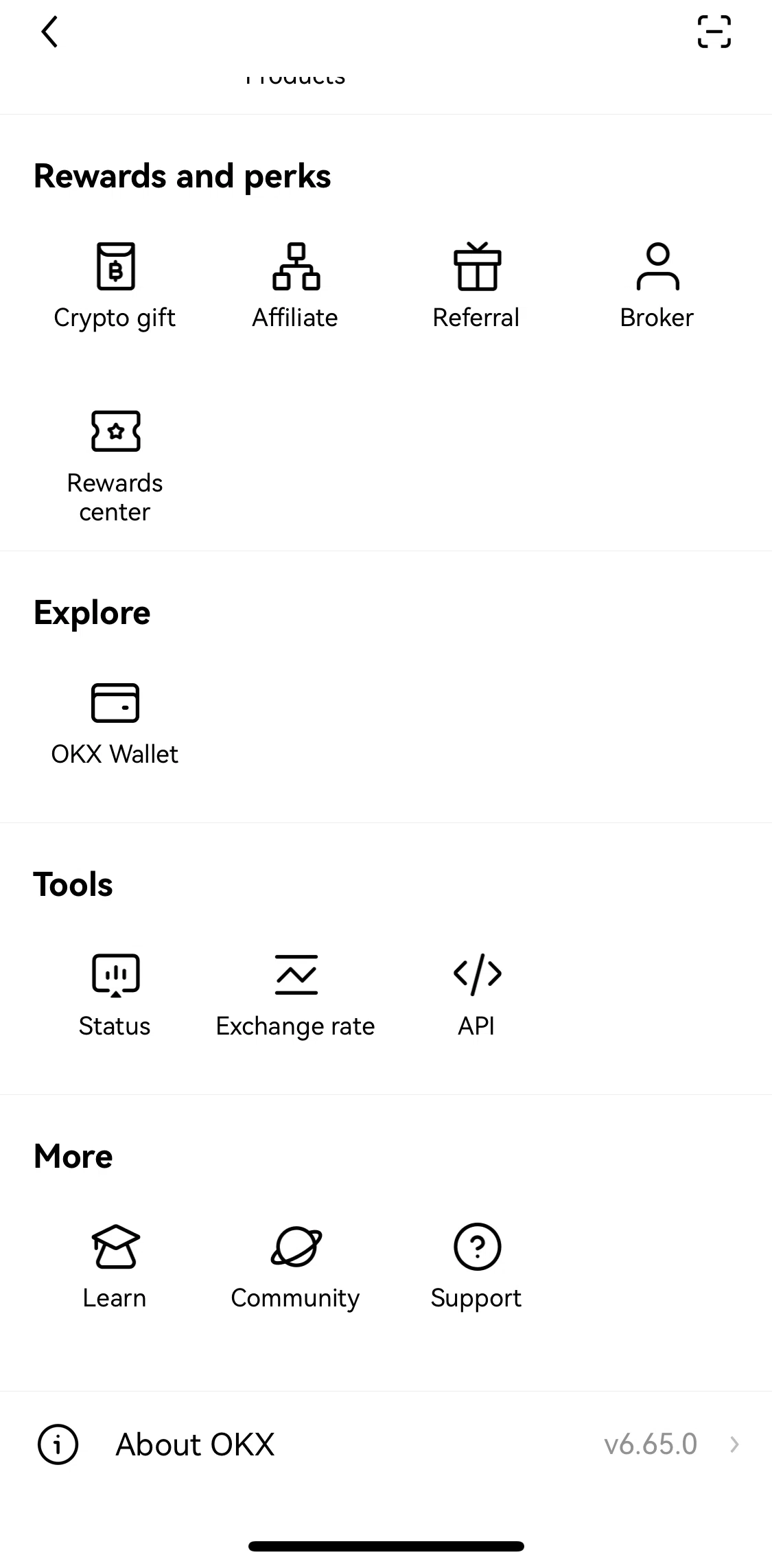 Okx Screen screen in the Terms of service flow
