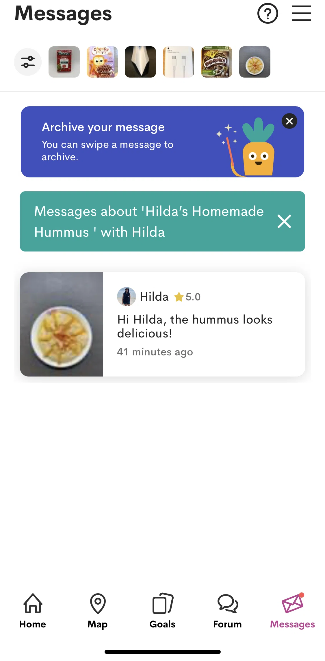 OLIO Screen screen in the Archiving a message flow