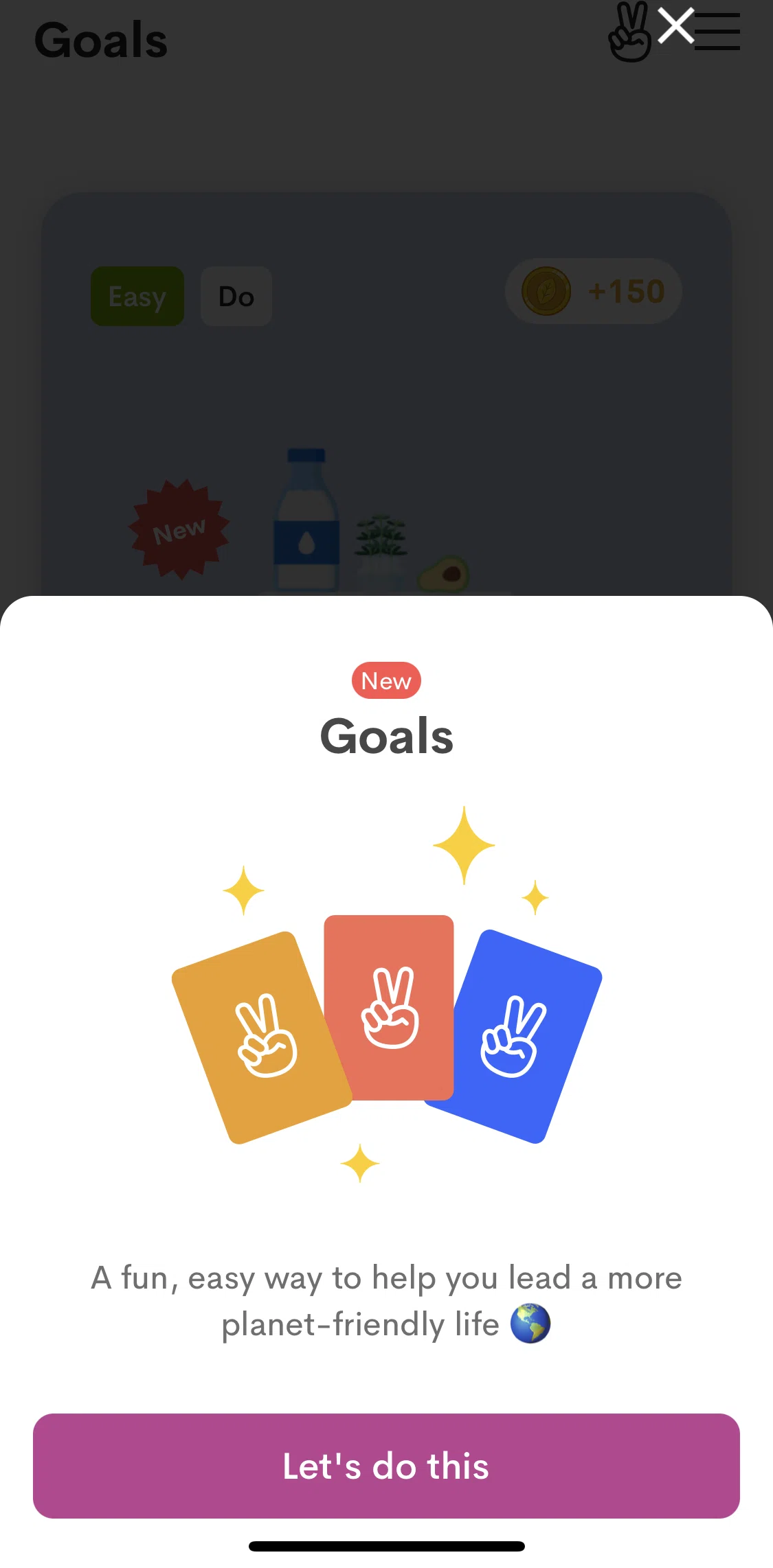 OLIO Screen screen in the Goals flow
