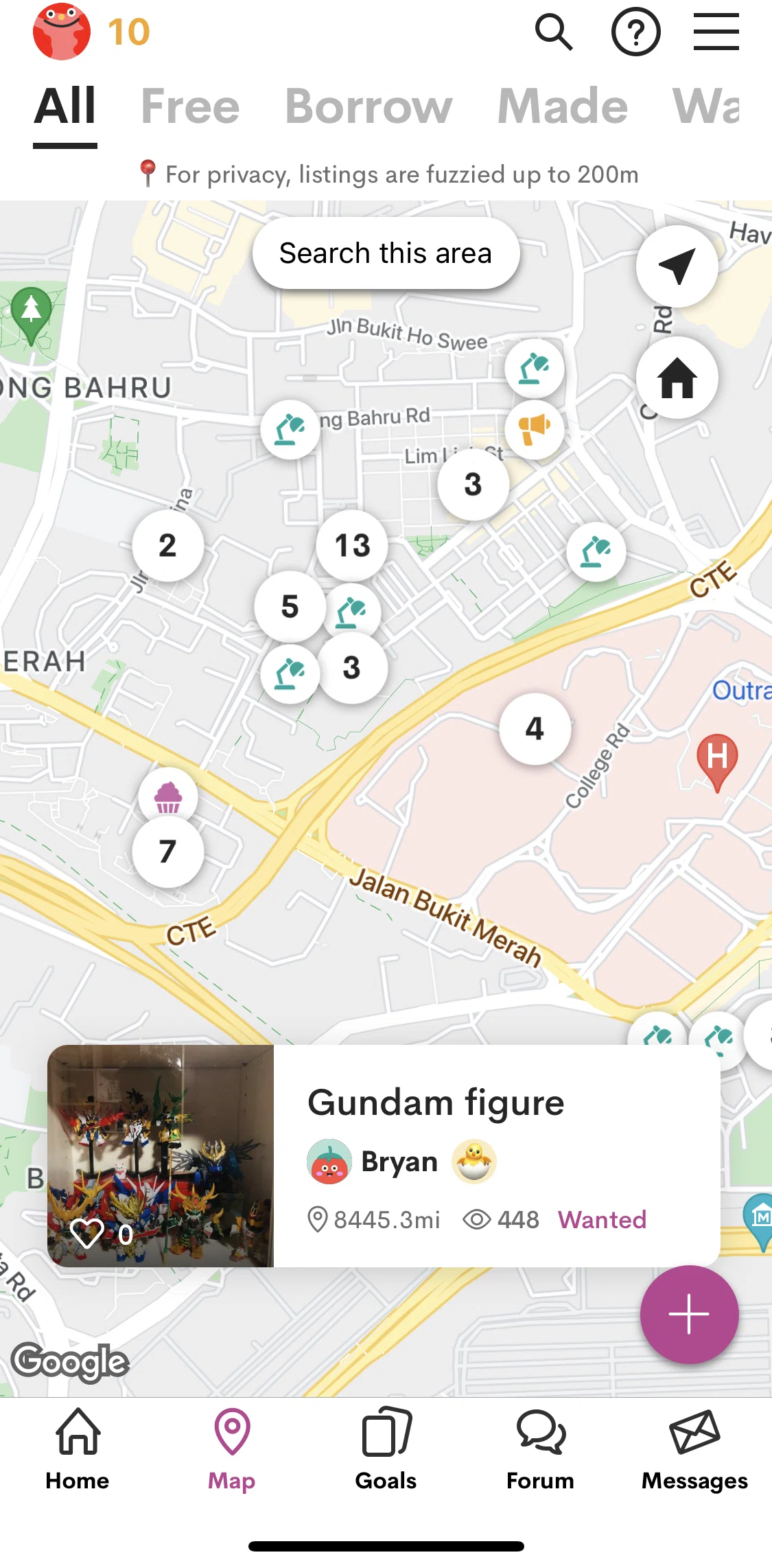 OLIO Screen screen in the Map flow