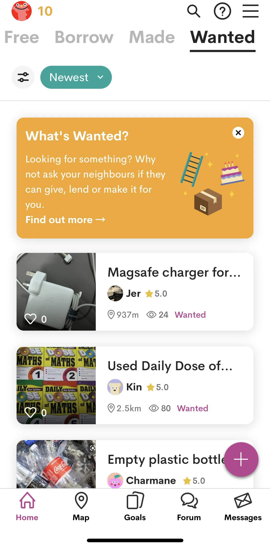 OLIO Screen screen in the Wanted flow