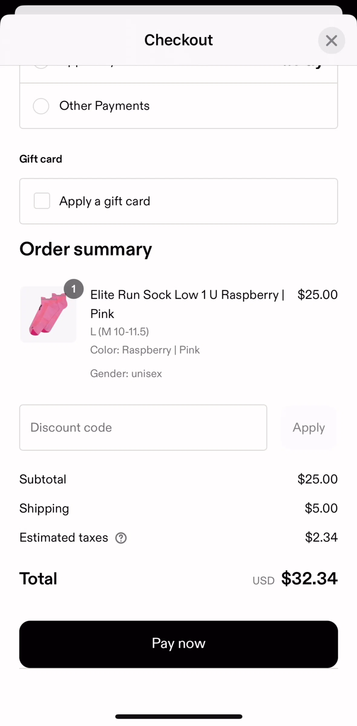 On Screen screen in the Apply gift card flow