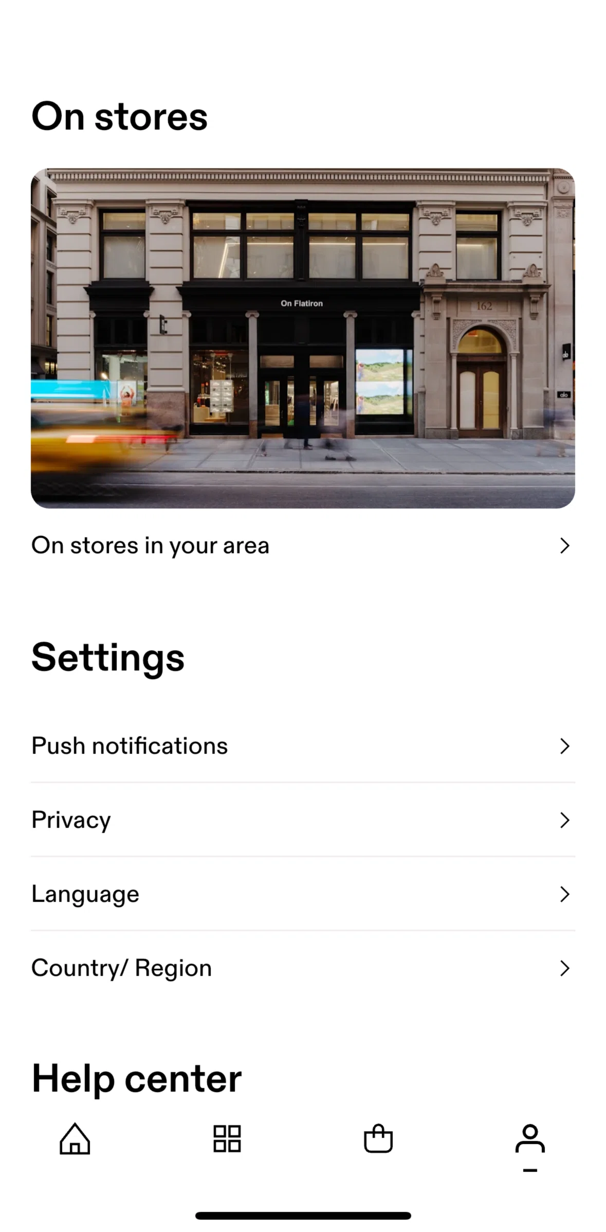 On Screen screen in the Change country or region flow