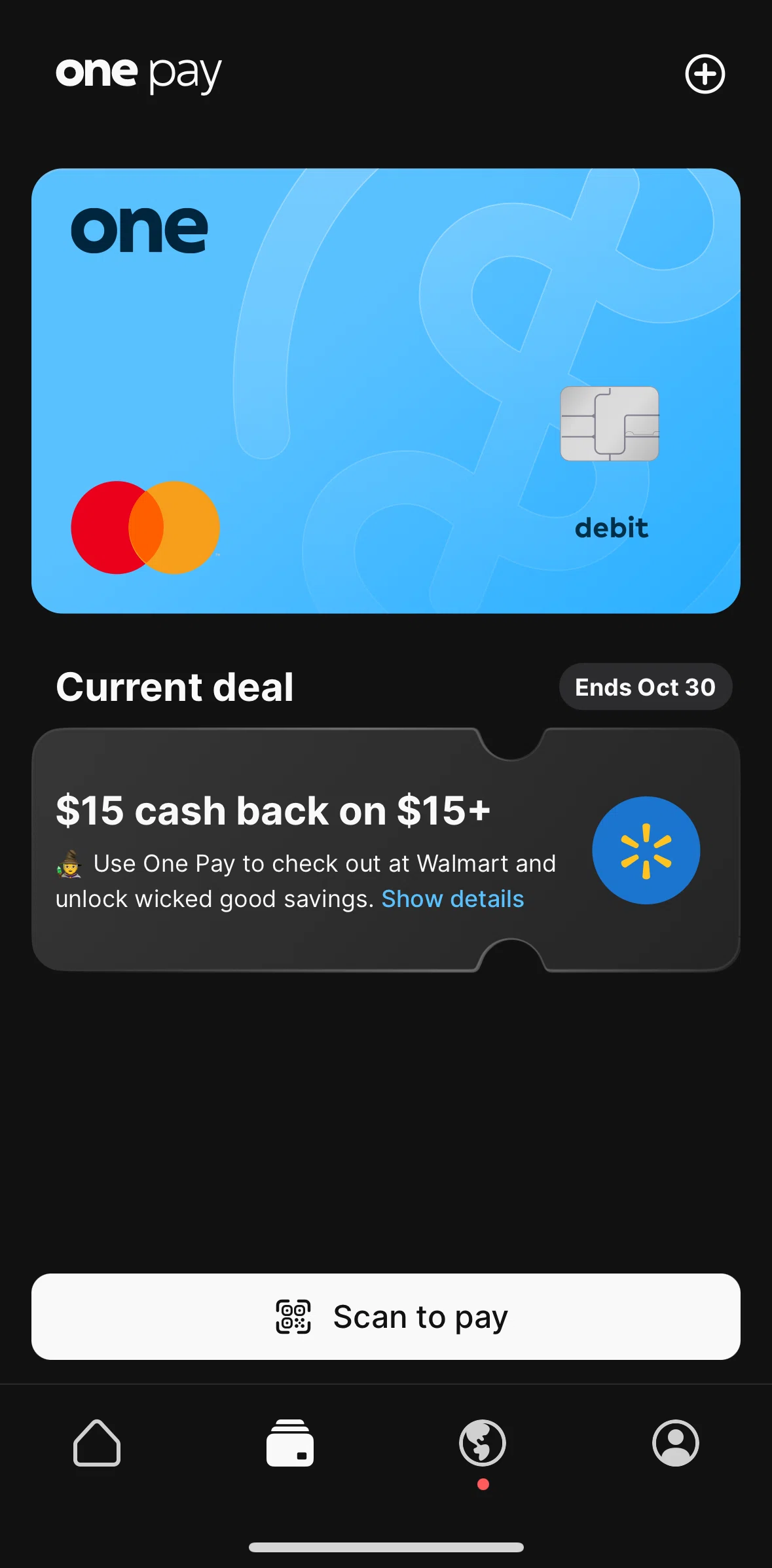 One Screen screen in the Adding a card flow
