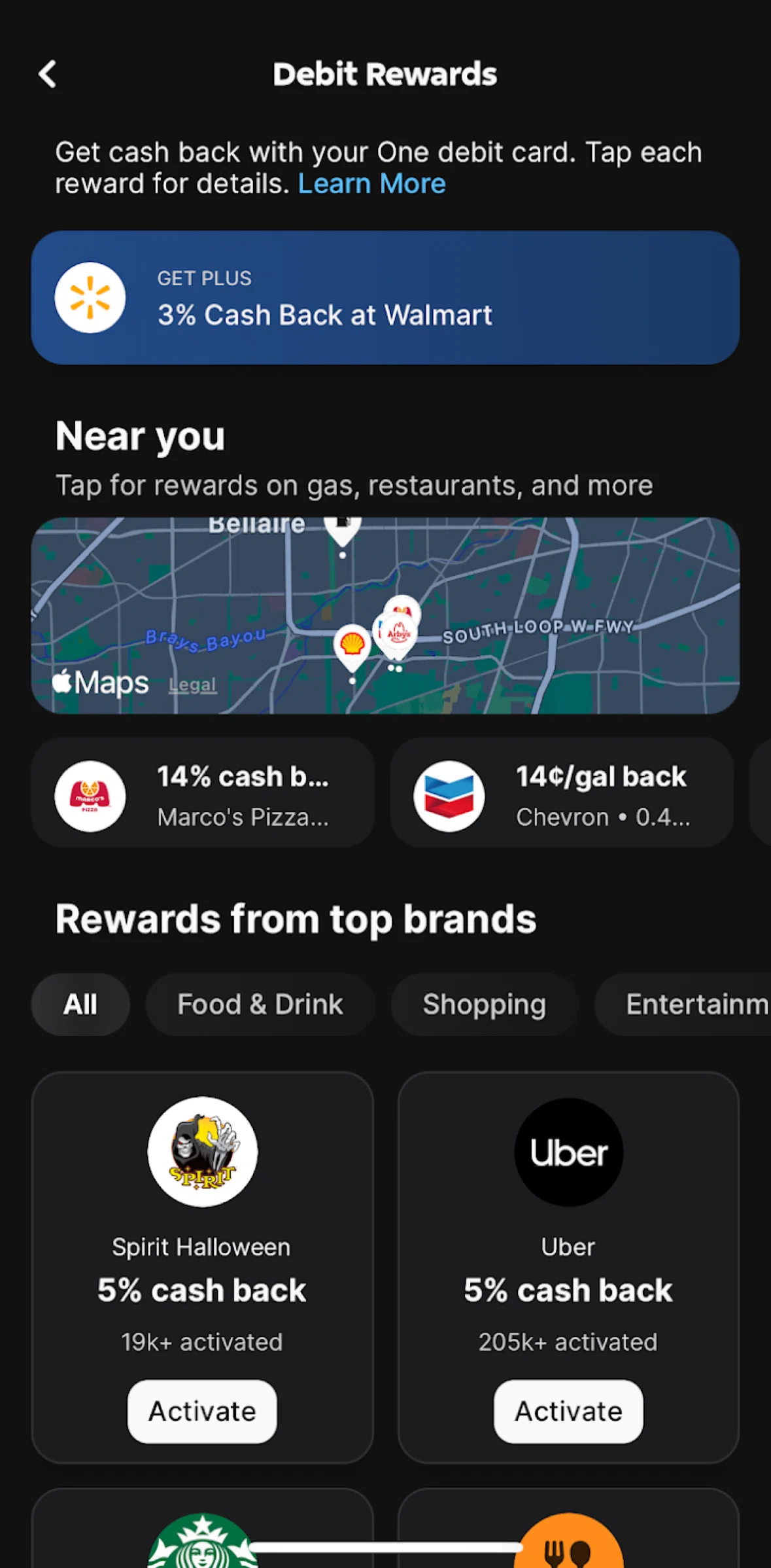 One Screen screen in the Near you flow