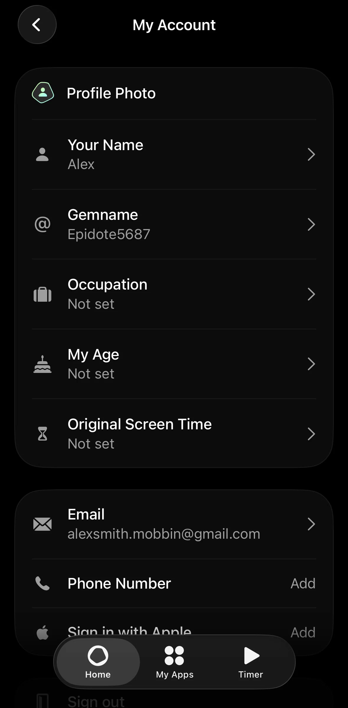 Opal Screen screen in the Changing email flow