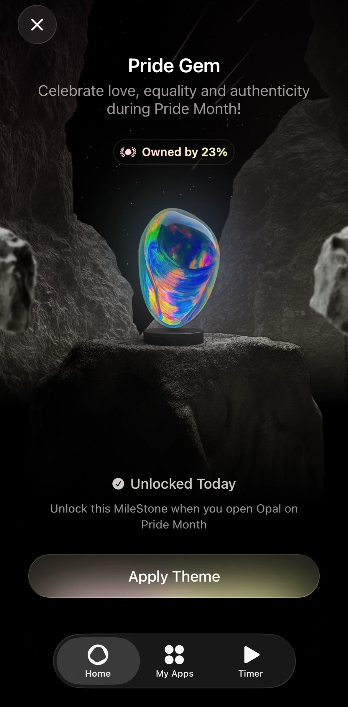 Opal Screen screen in the Changing theme flow