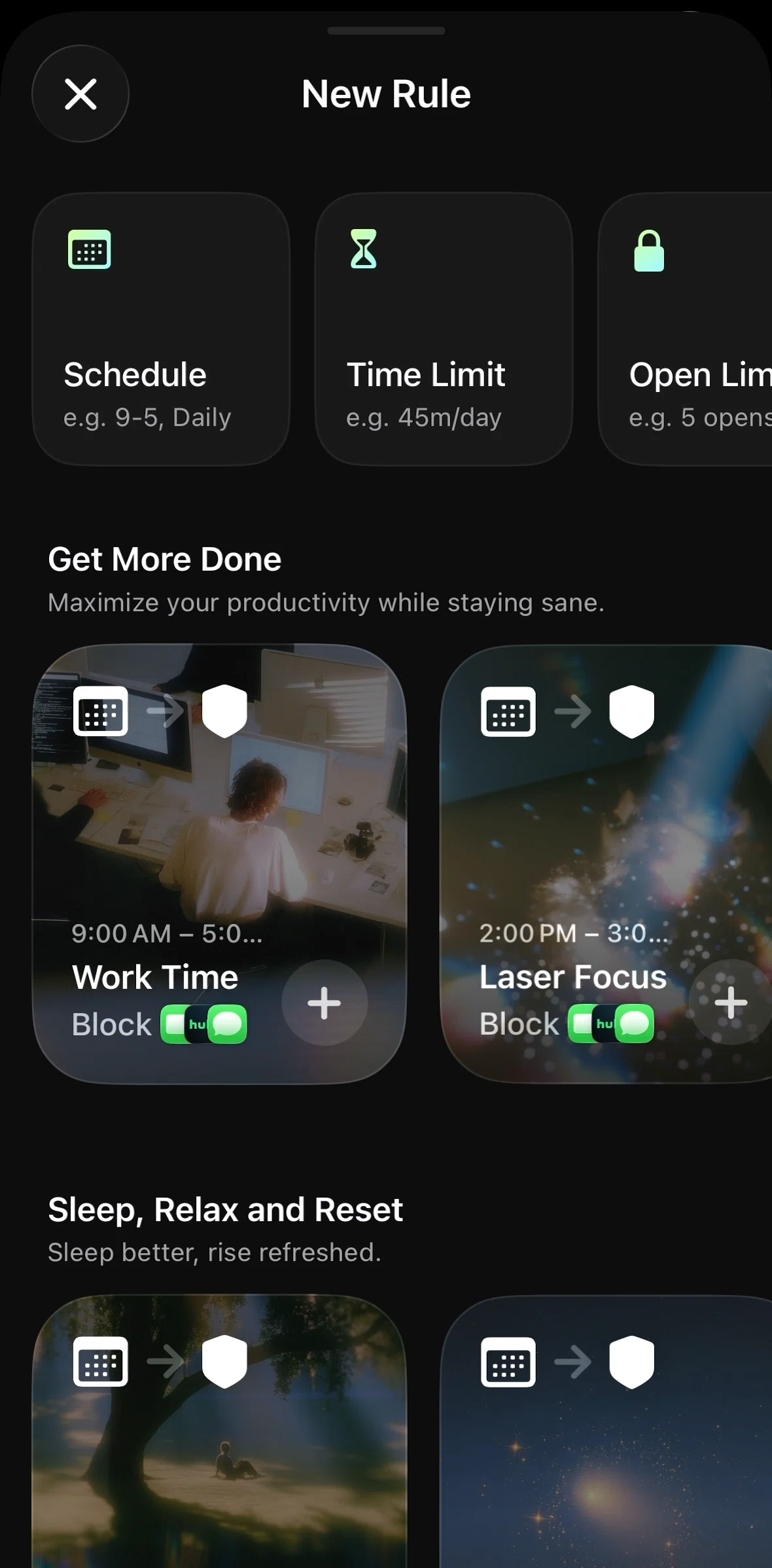 Opal Screen screen in the Creating a rule (open limit) flow