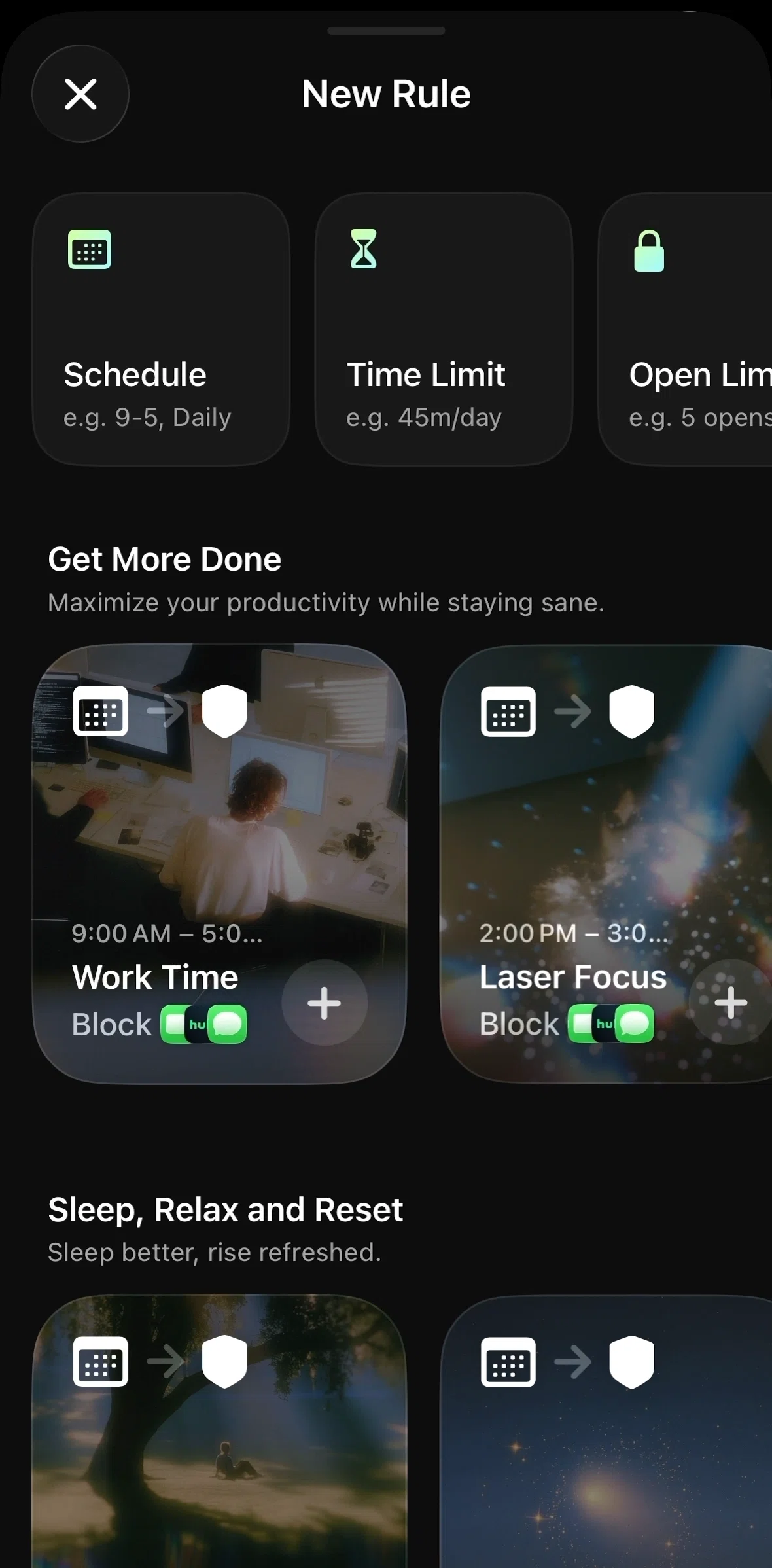 Opal Screen screen in the Creating a rule (time limit) flow