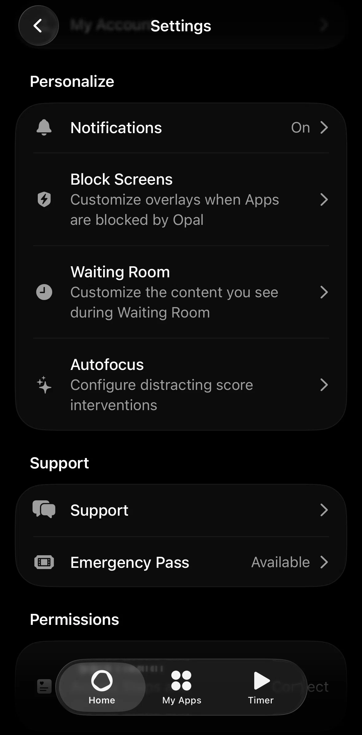 Opal Screen screen in the Setting up autofocus flow