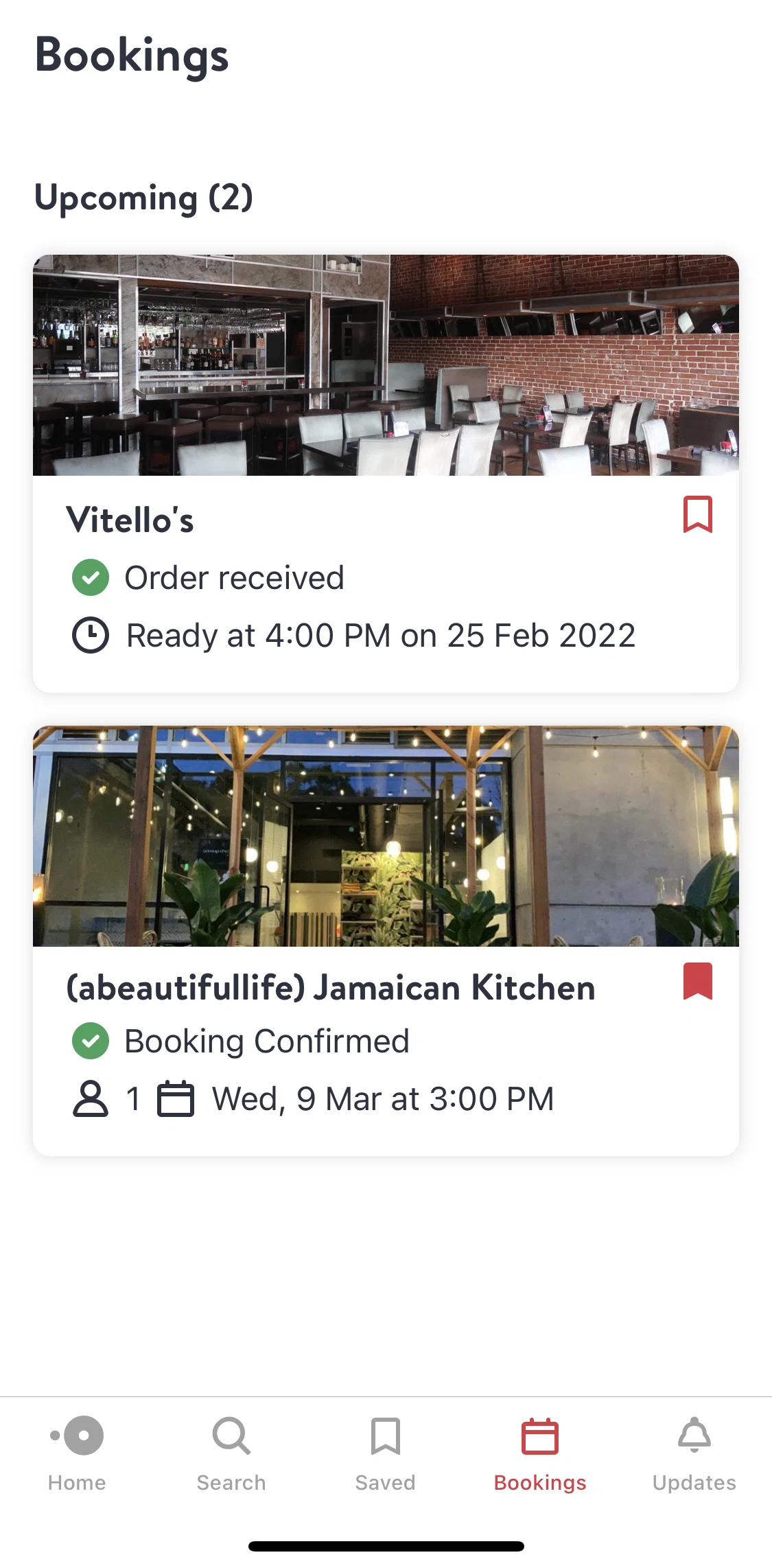 Open Table Screen 1 screen in the Booking detail flow