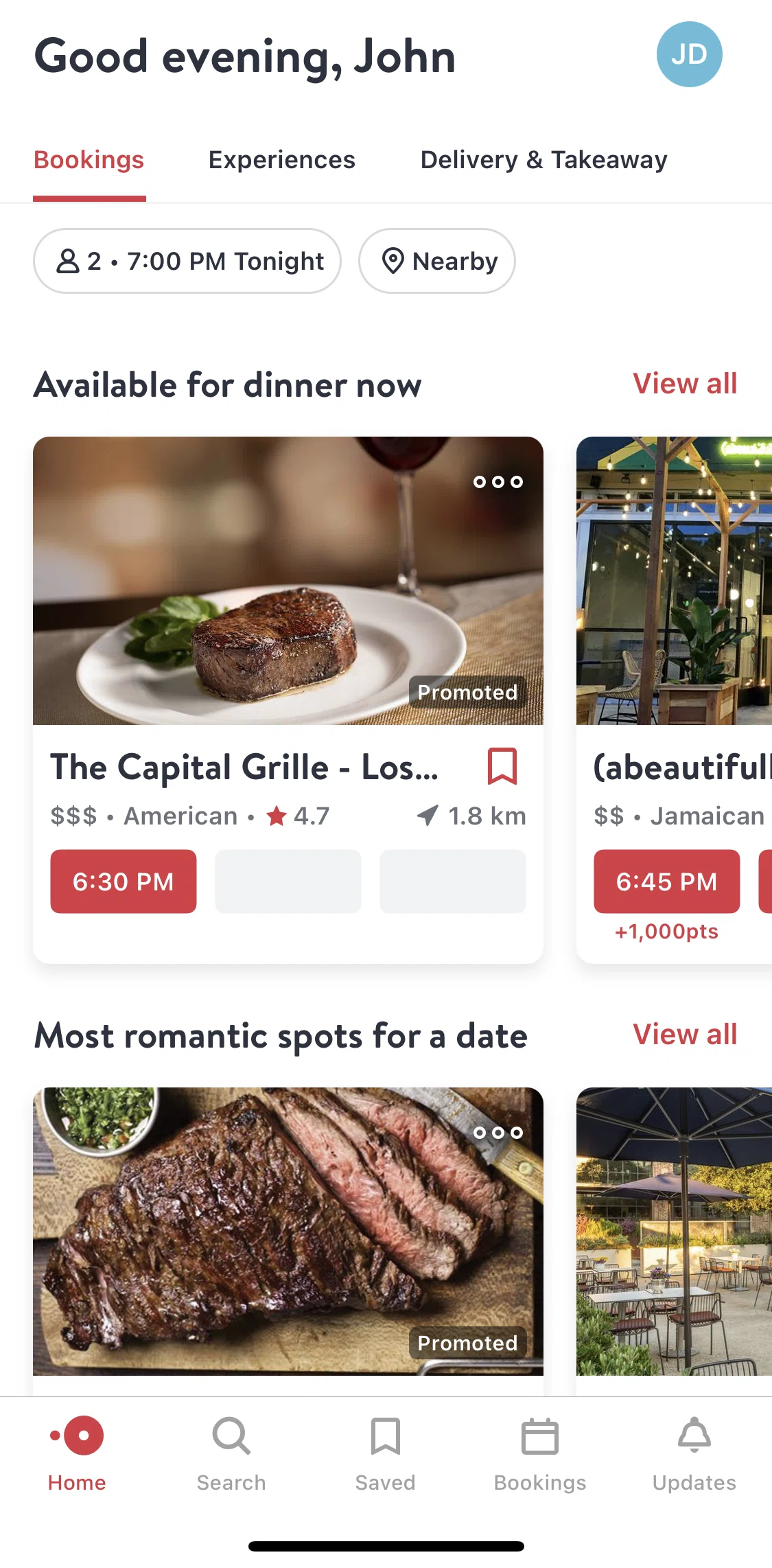 Open Table Screen 1 screen in the Bookings  flow