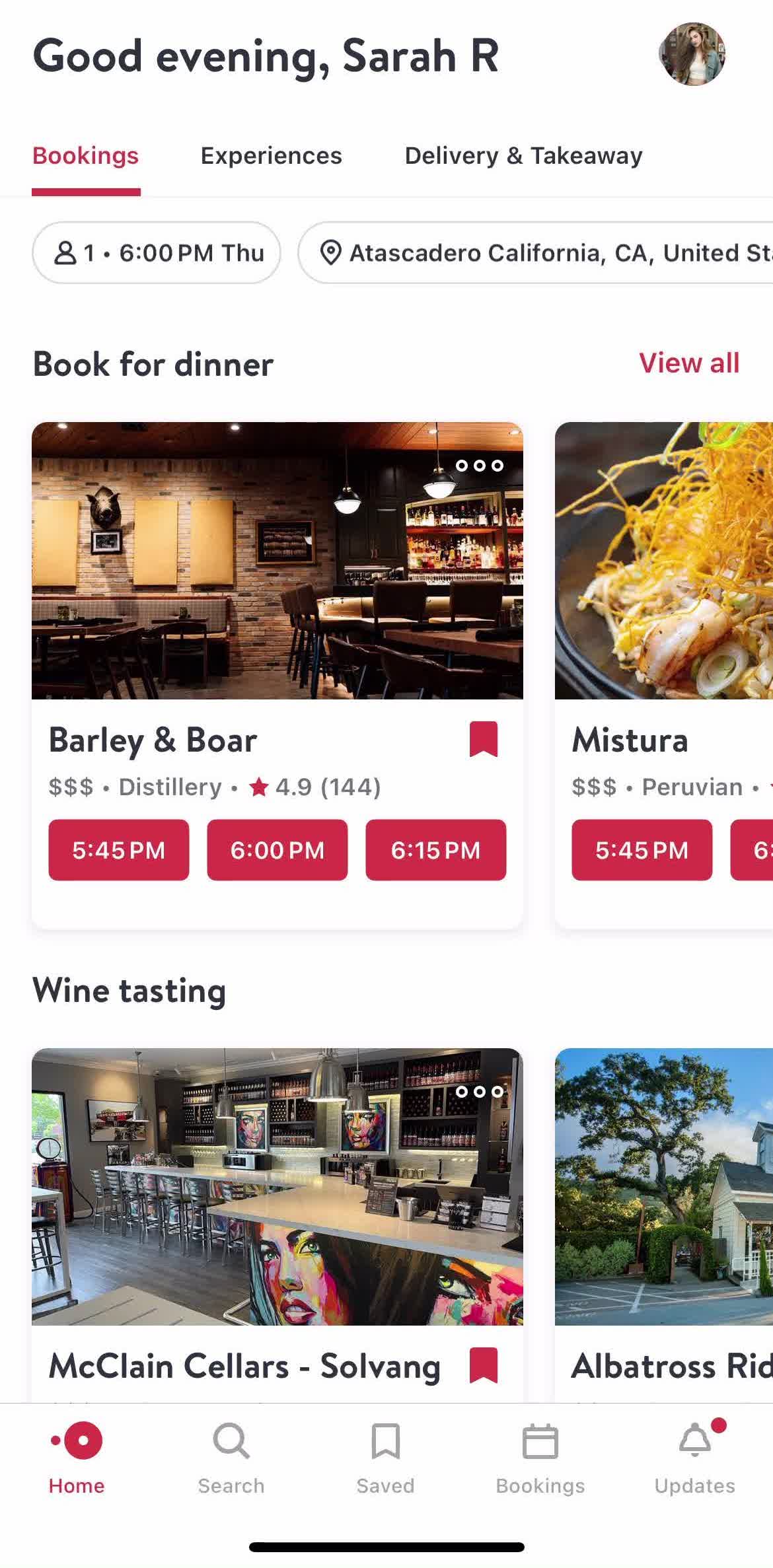 Open Table Home screen in the Deleting Your Account flow