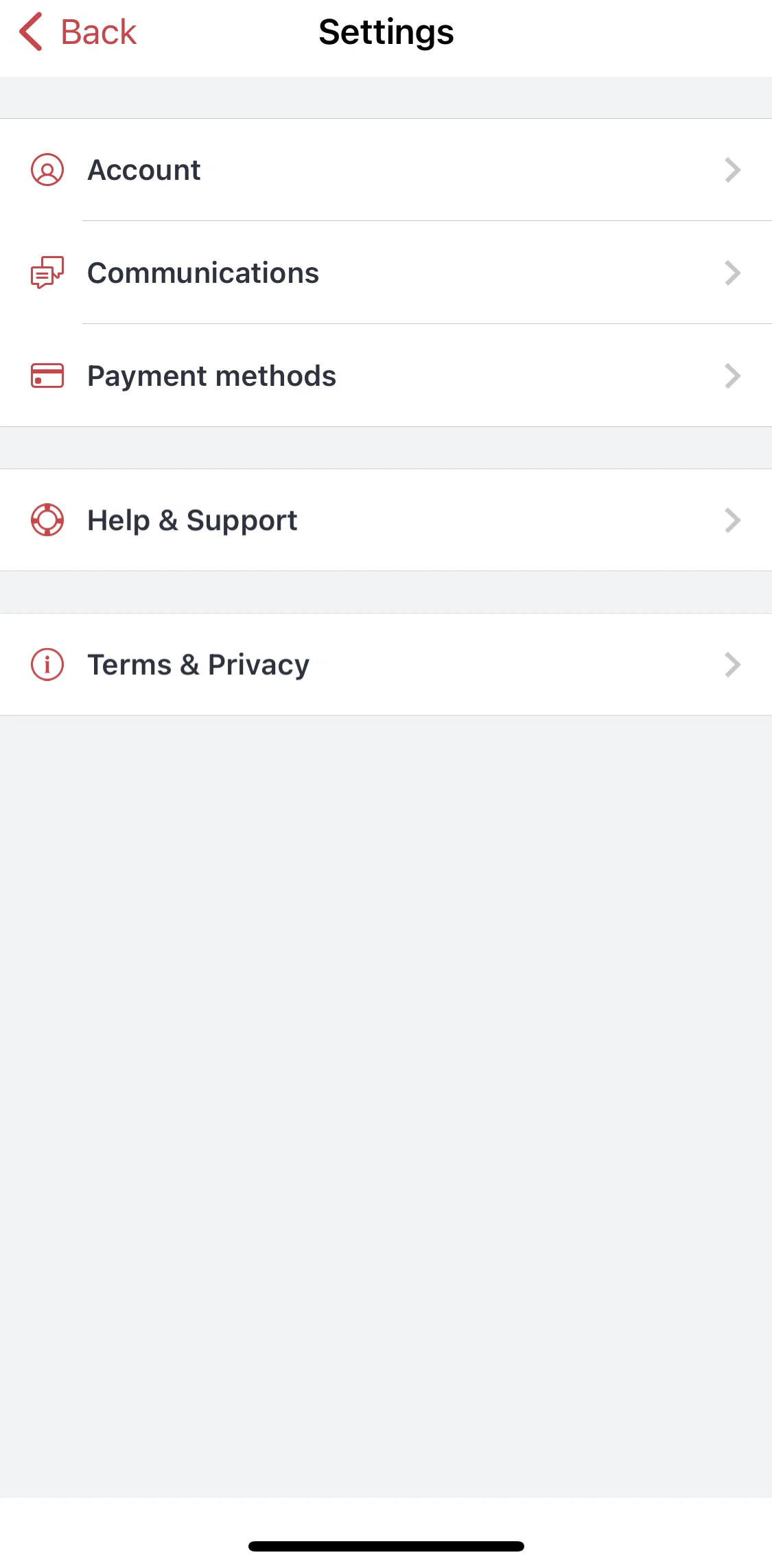 Open Table Screen 1 screen in the Payment methods flow