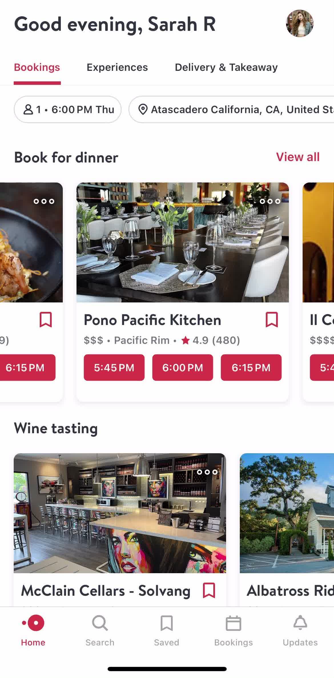 Open Table Home screen in the Sharing flow