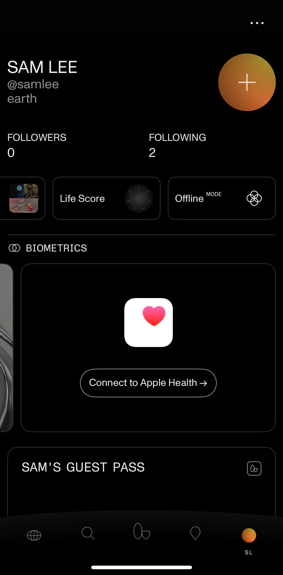 Open Screen screen in the Adding a life score flow
