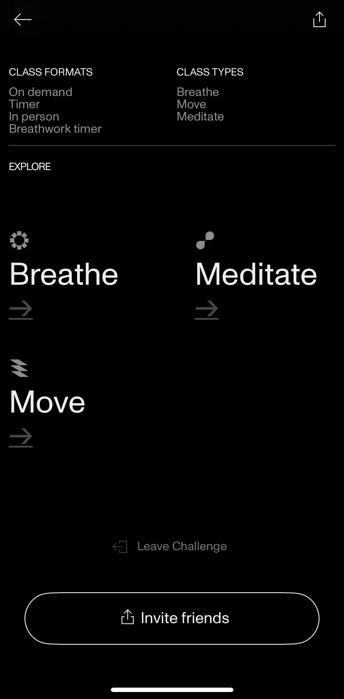 Open Screen screen in the Leaving a challenge flow