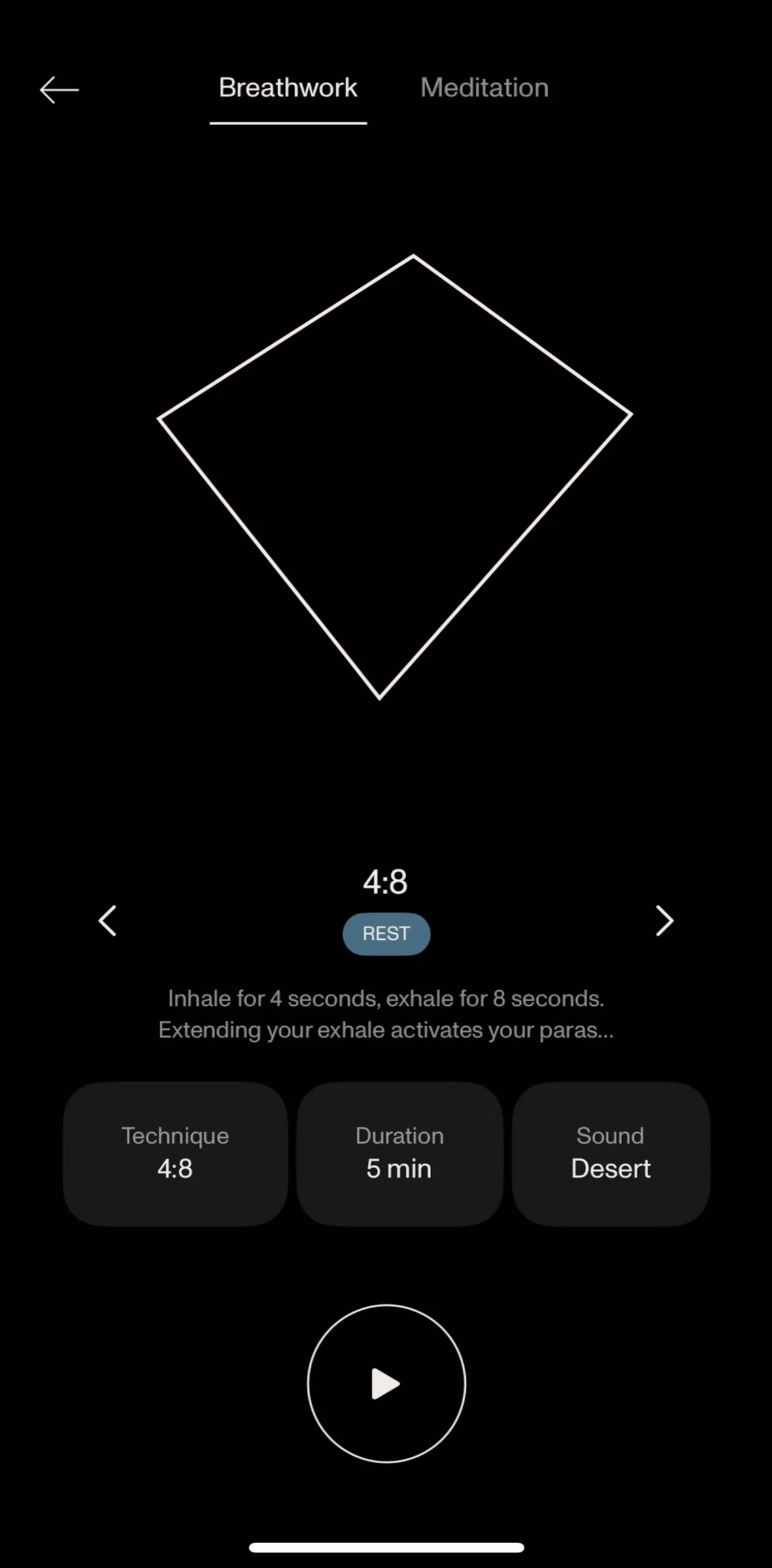 Open Screen screen in the Starting a class (breathwork) flow