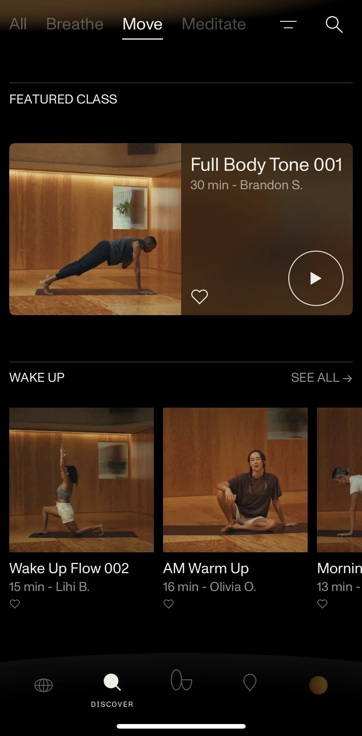 Open Screen screen in the Watching a video flow