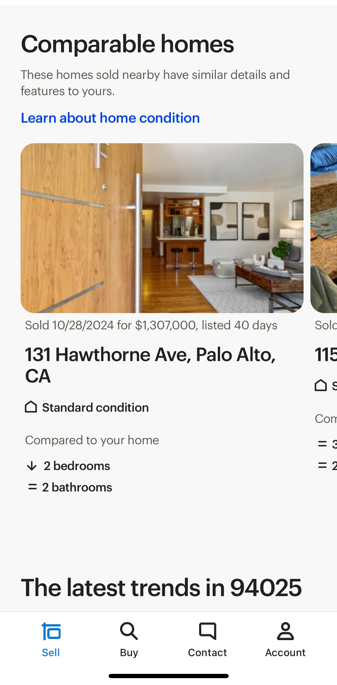 Opendoor Screen screen in the Home condition info flow