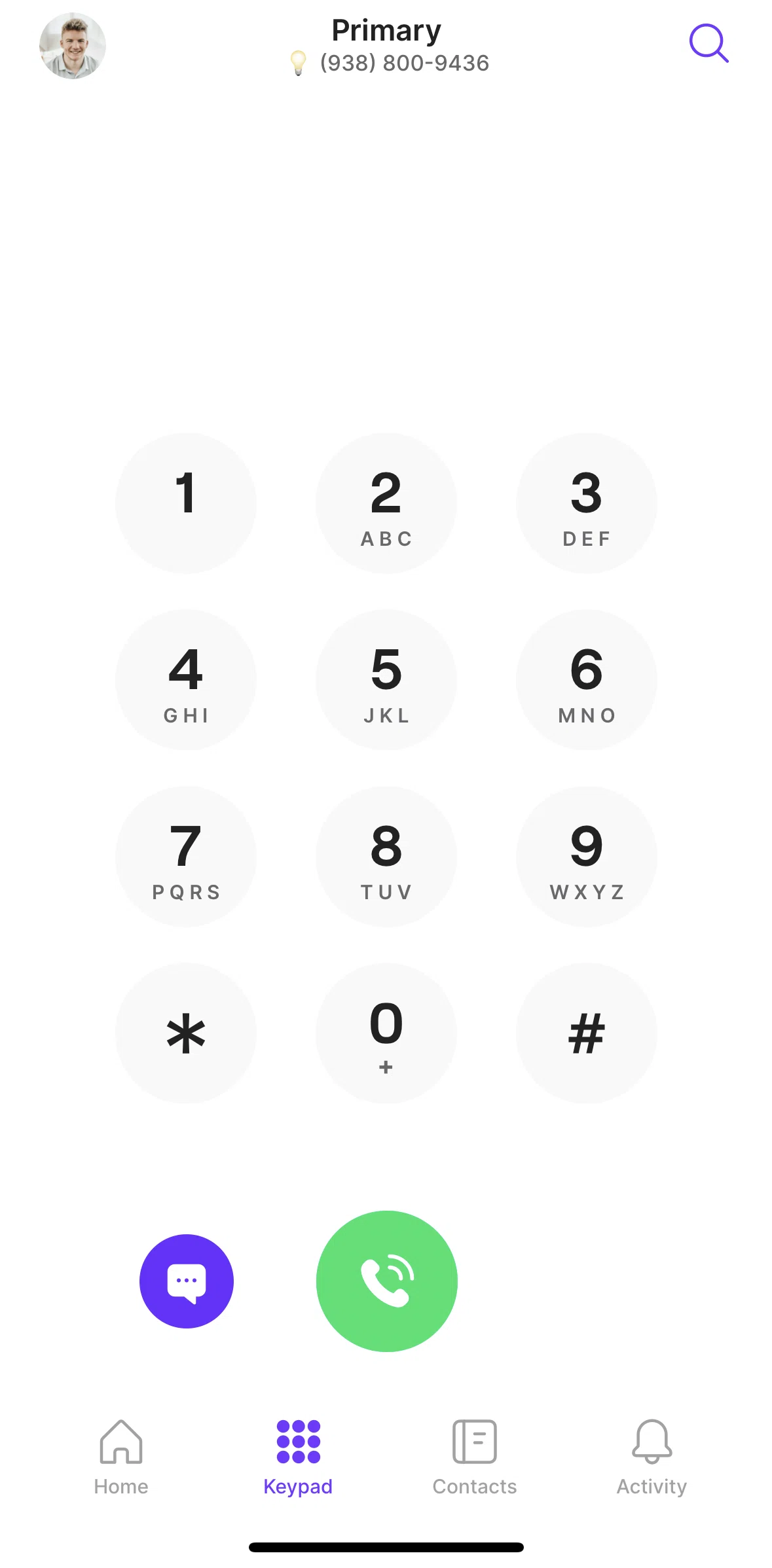 OpenPhone Screen screen in the Calling a user flow