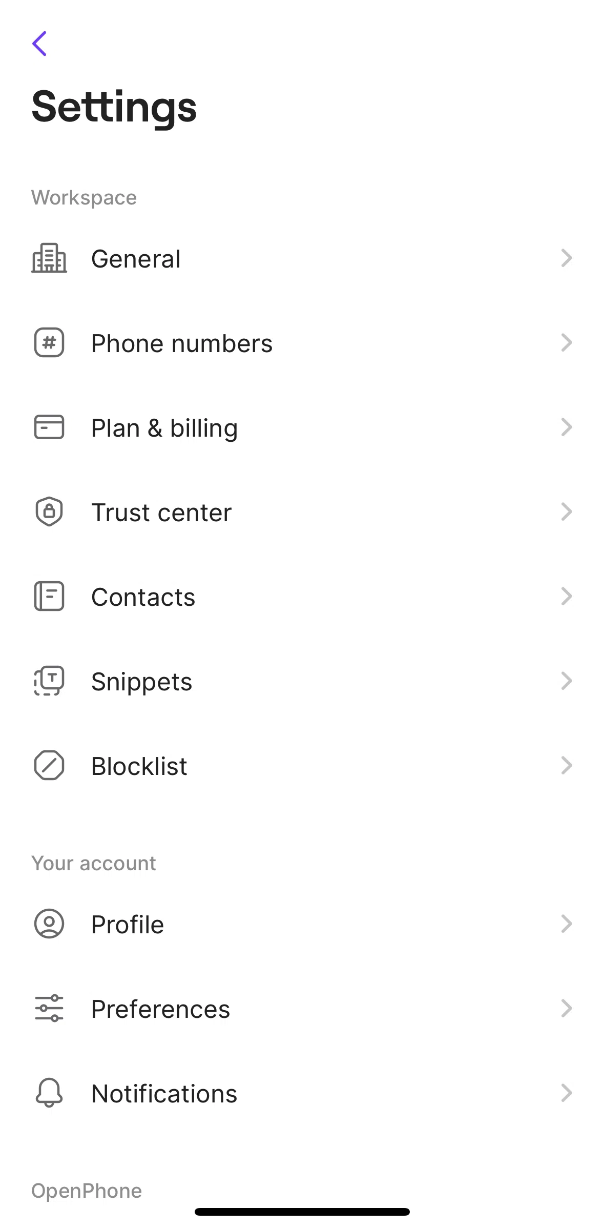 OpenPhone Screen screen in the Notifications flow