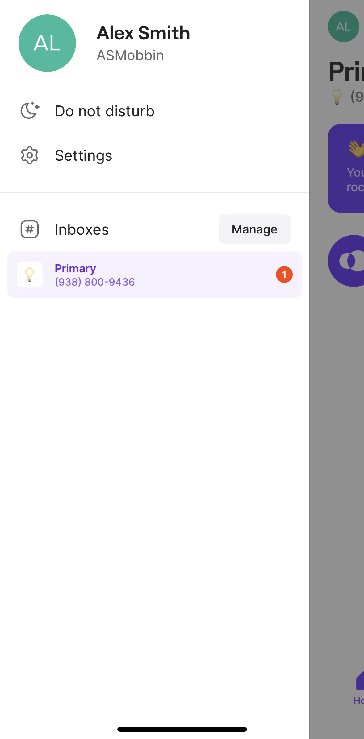 OpenPhone Screen screen in the Settings flow
