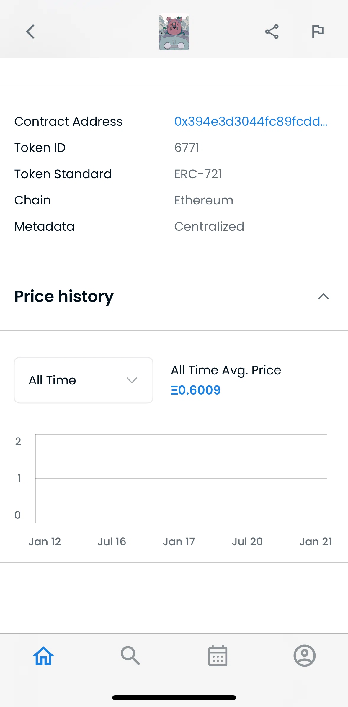Opensea Screen screen in the Filtering price history flow