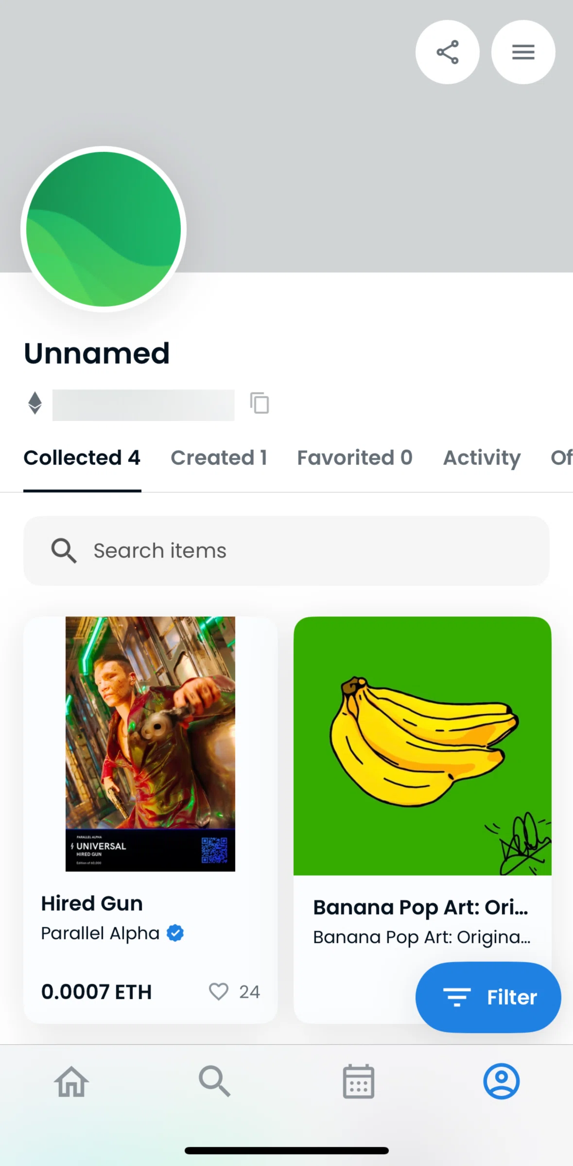 Opensea Screen screen in the More flow